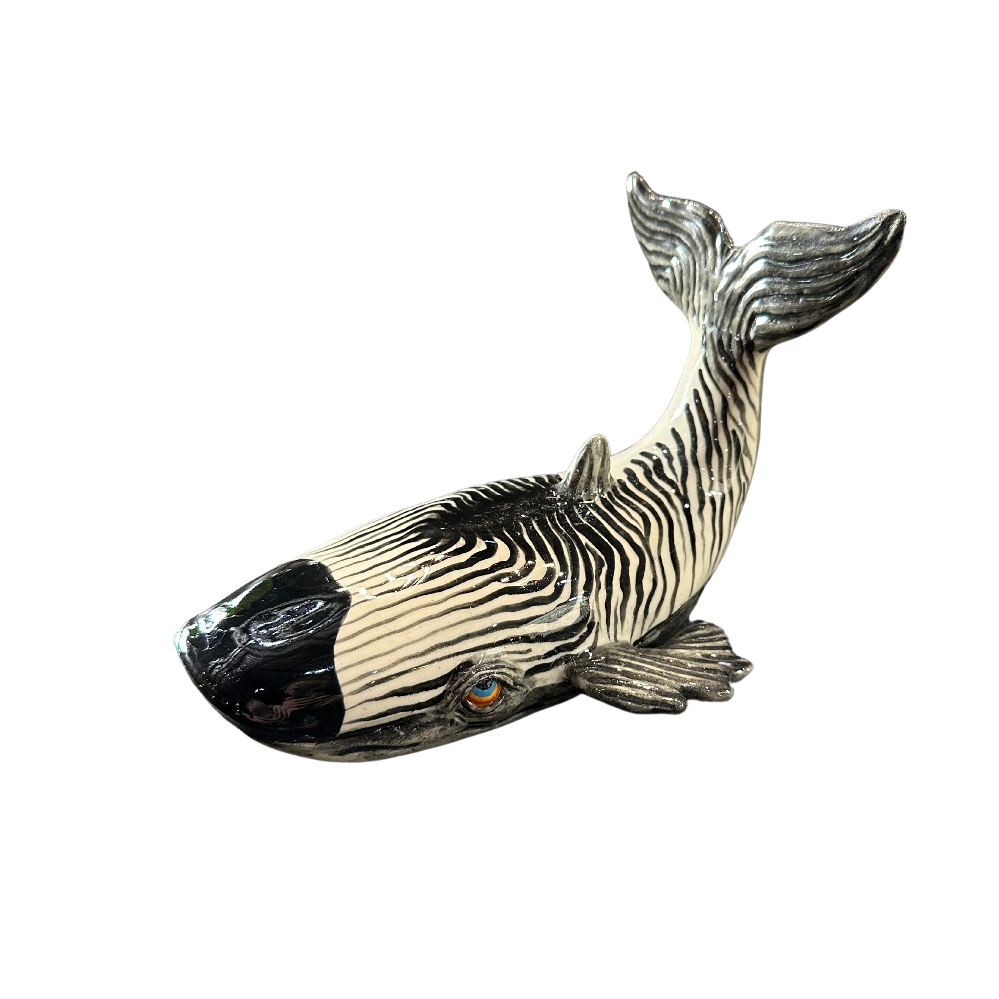 Hand Painted & Moulded Zebra Stripped Whale