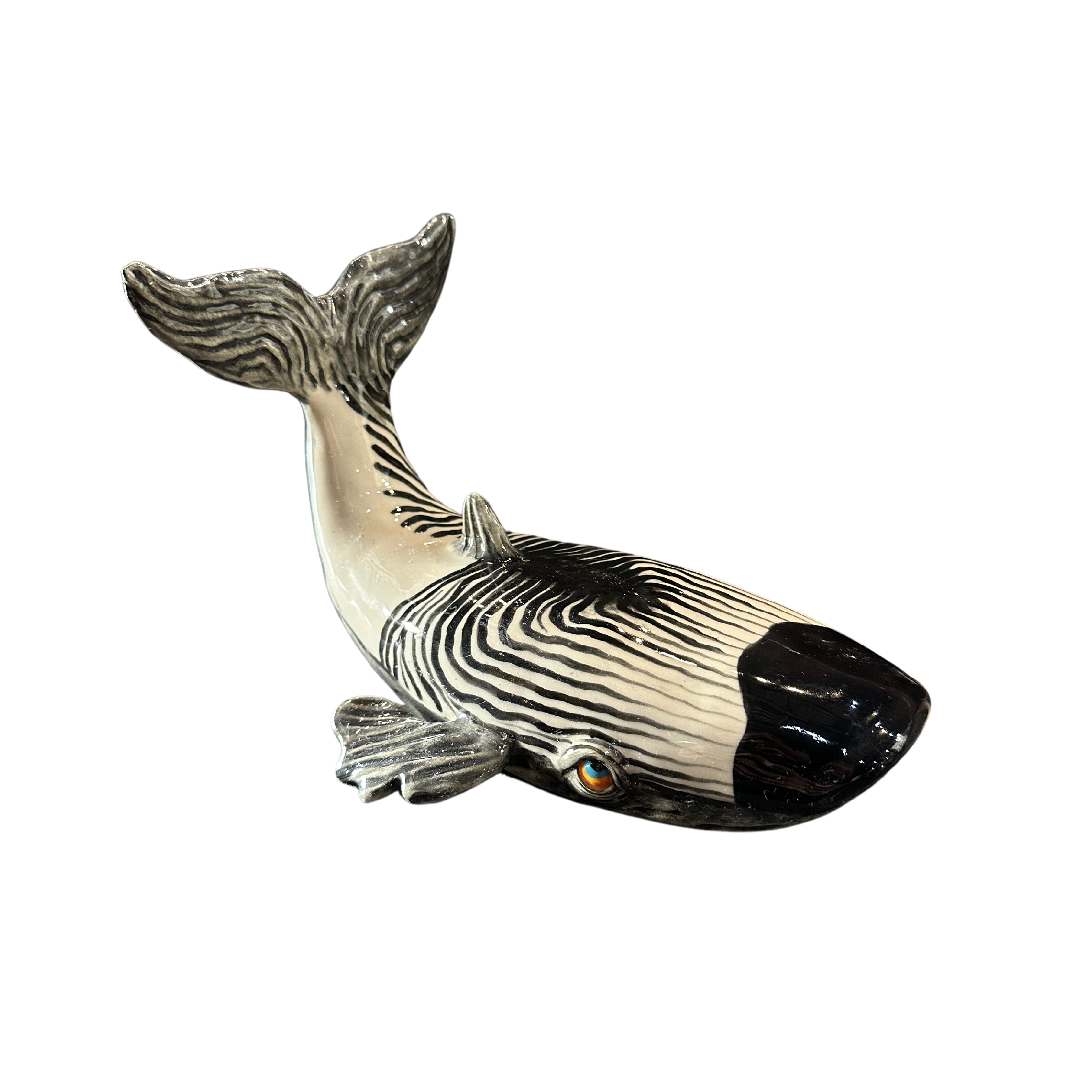 Hand Painted & Moulded Zebra Stripped Whale