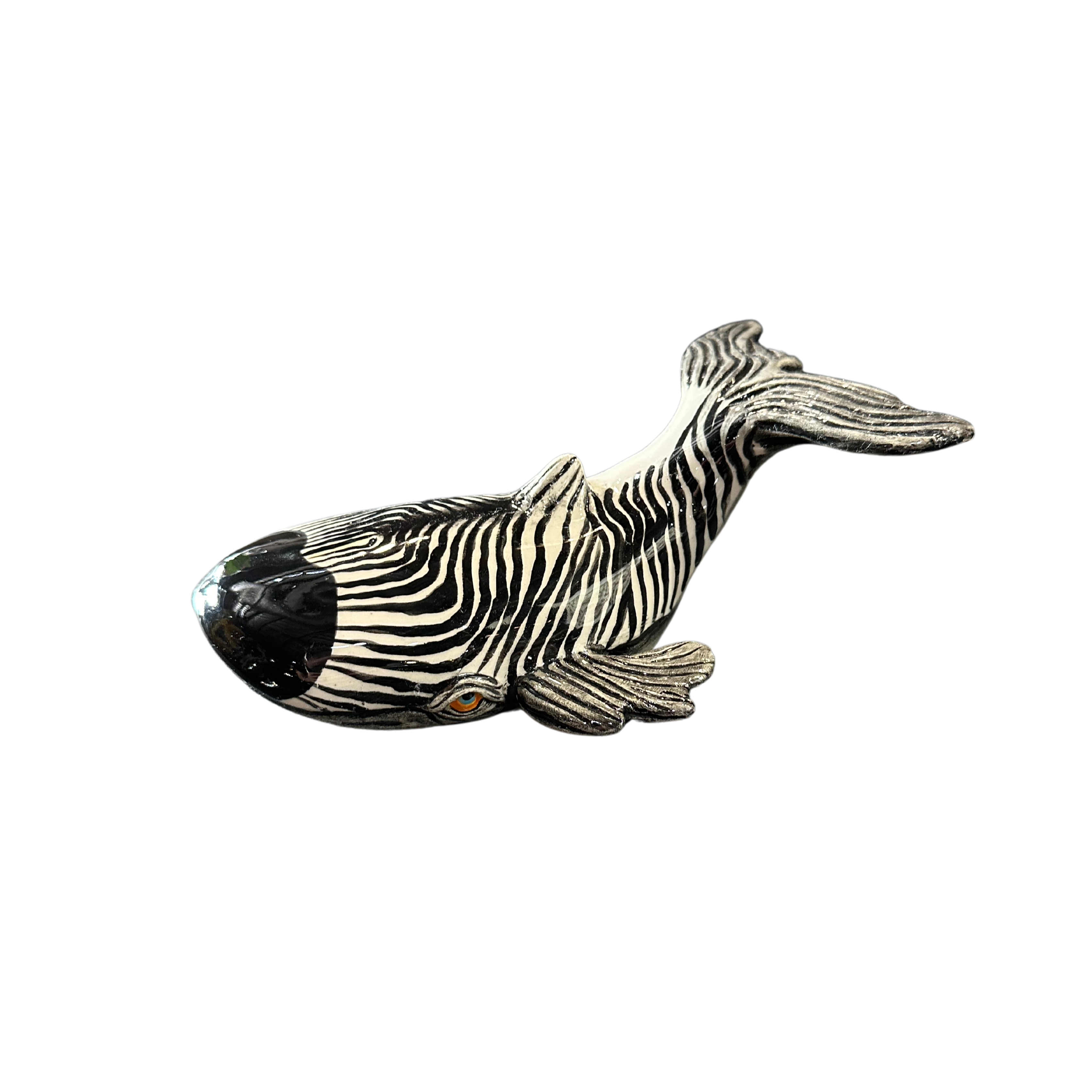 Hand Painted & Moulded Zebra Stripped Whale