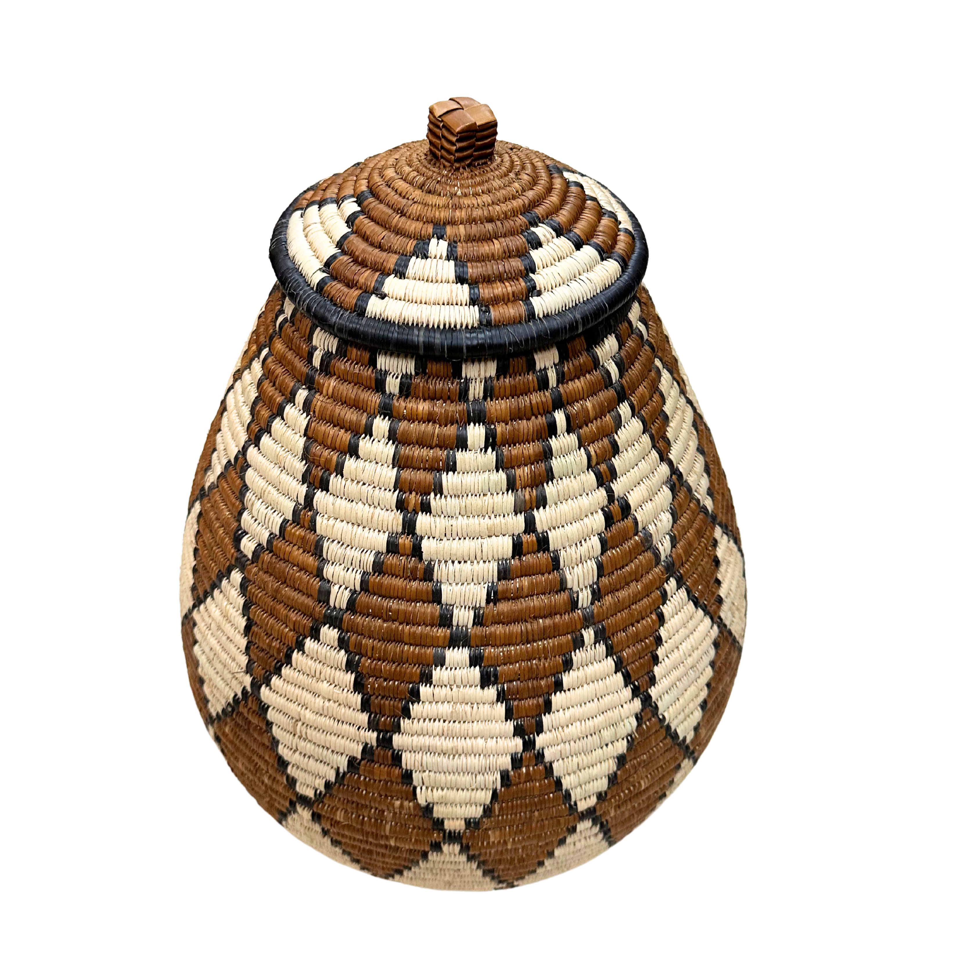 Hand Woven Diamond Zulu Marriage Basket - Ila
