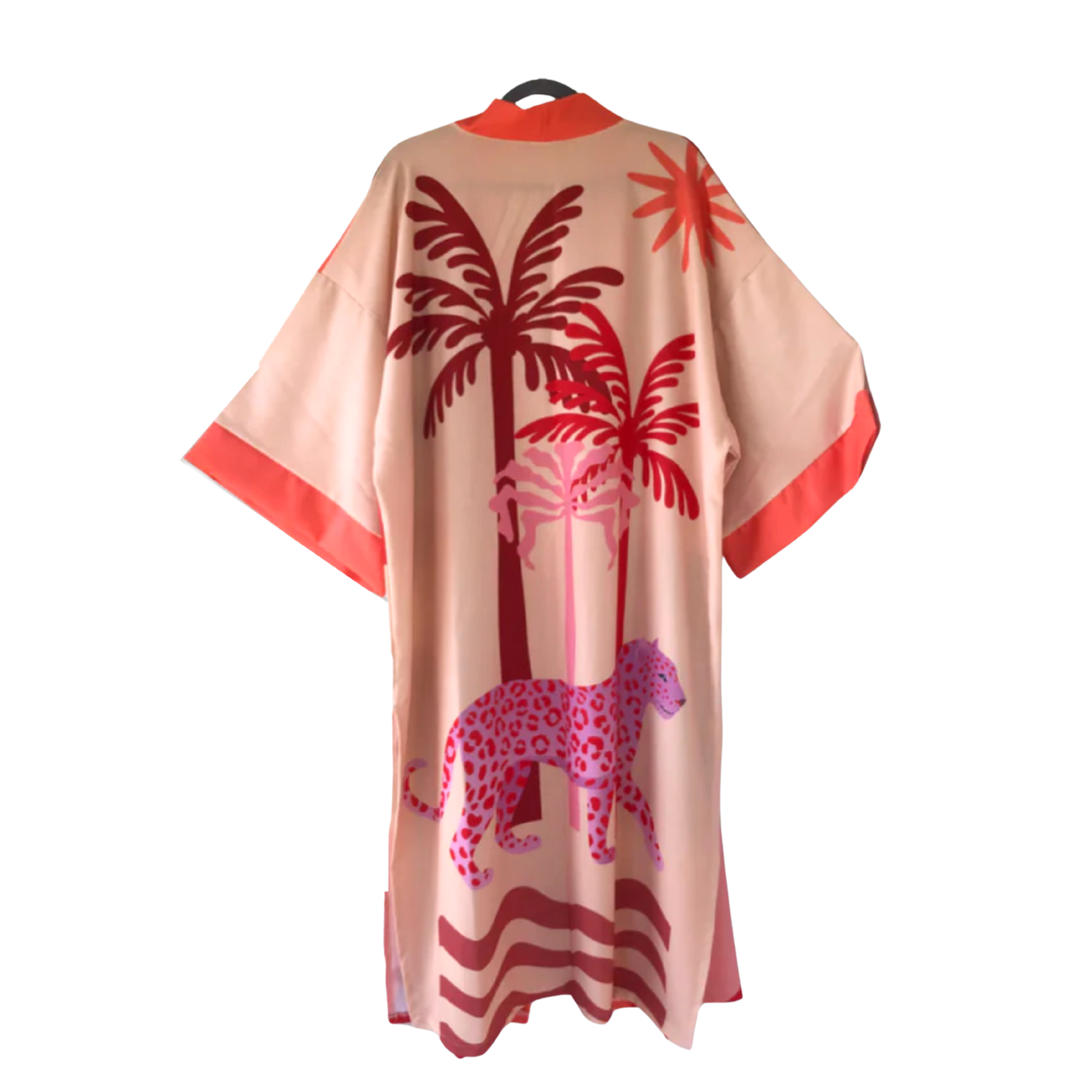 African Inspired Kimono - Pink Island Leopard