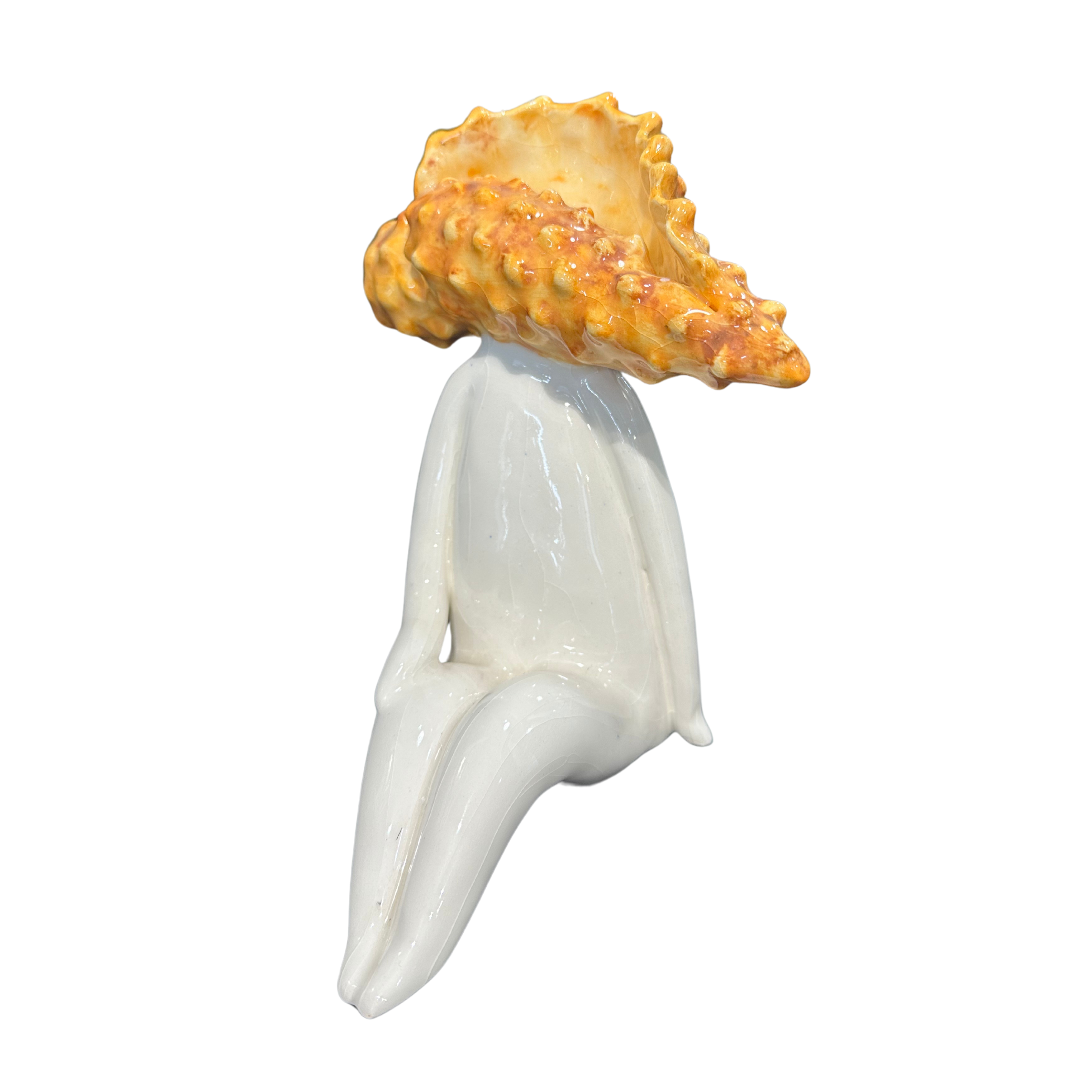 Medium Ceramic Gold Shell Head Statue - Fantasea Range