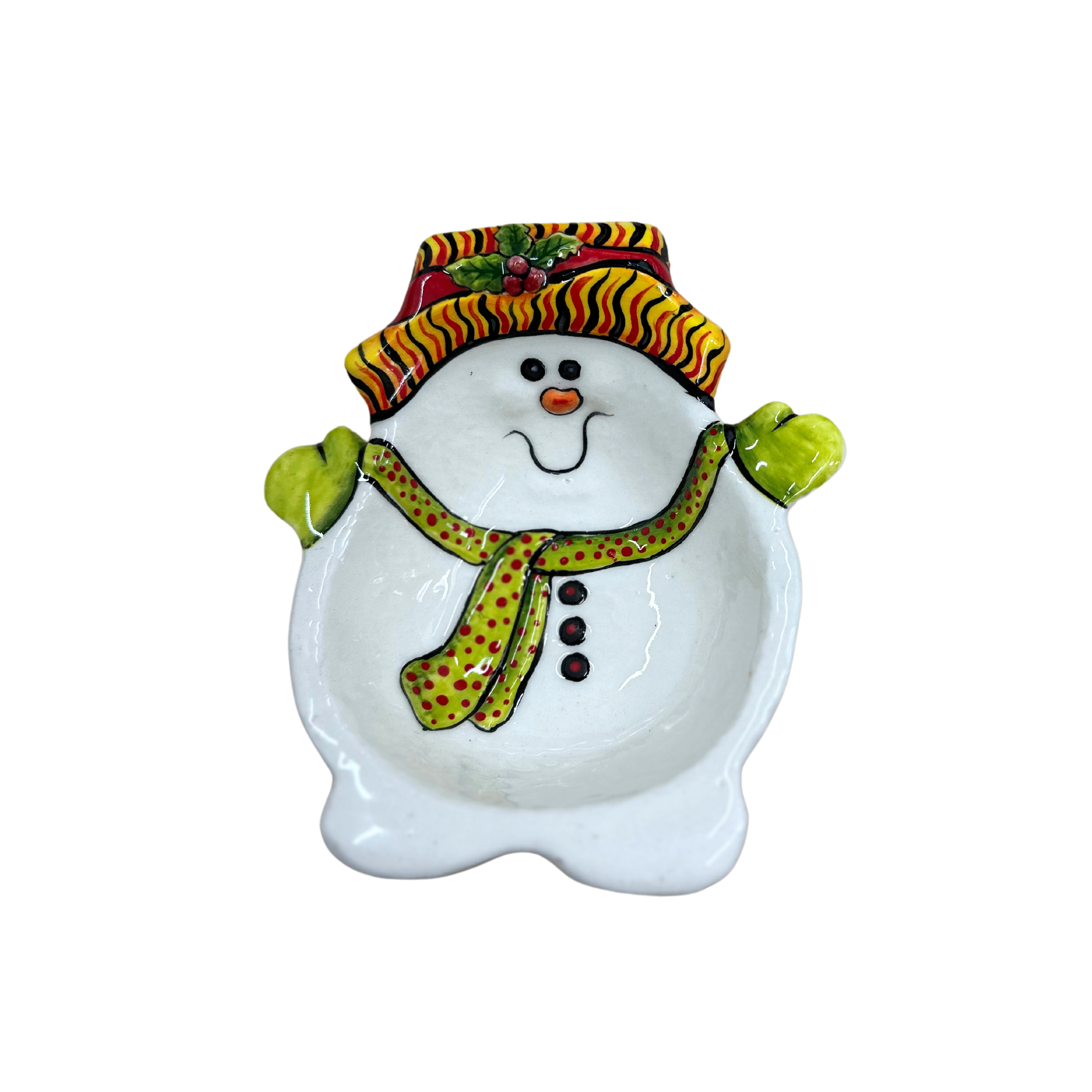 Ceramic Snowman Dish With Spoon