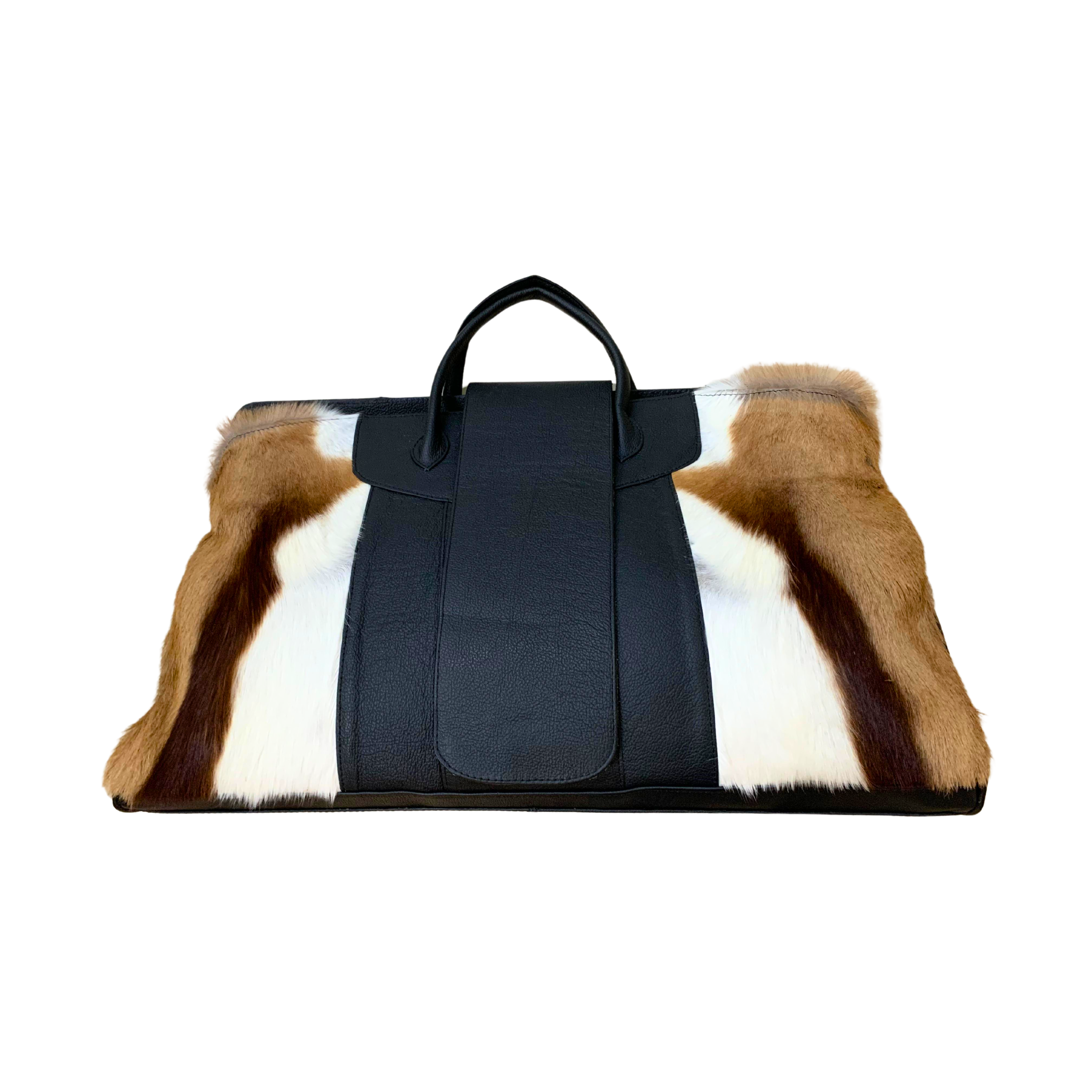 Large Checkered Antelope Leather Luggage Bag