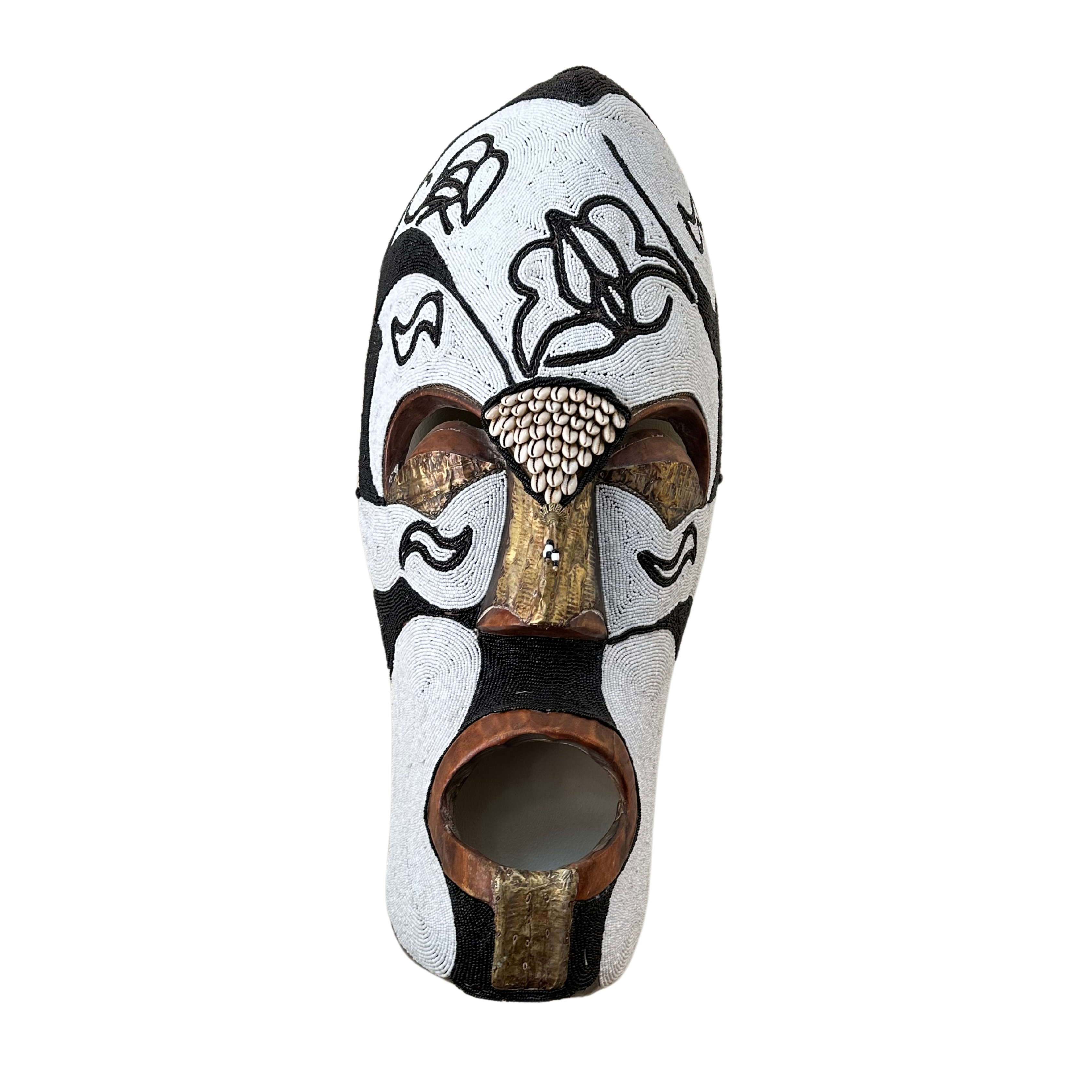 Thick Beaded African Fang Mask