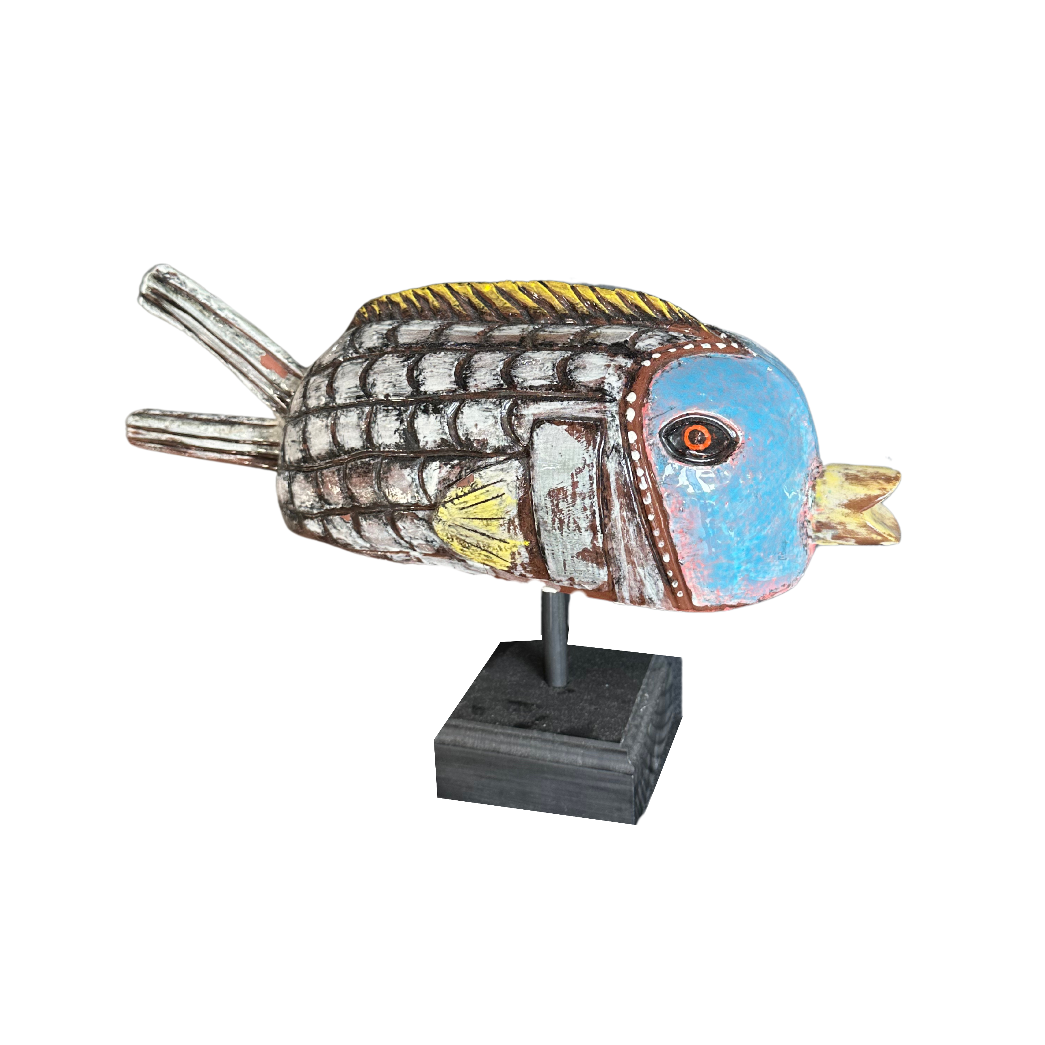 Ceramic Blue Fish on Plinth