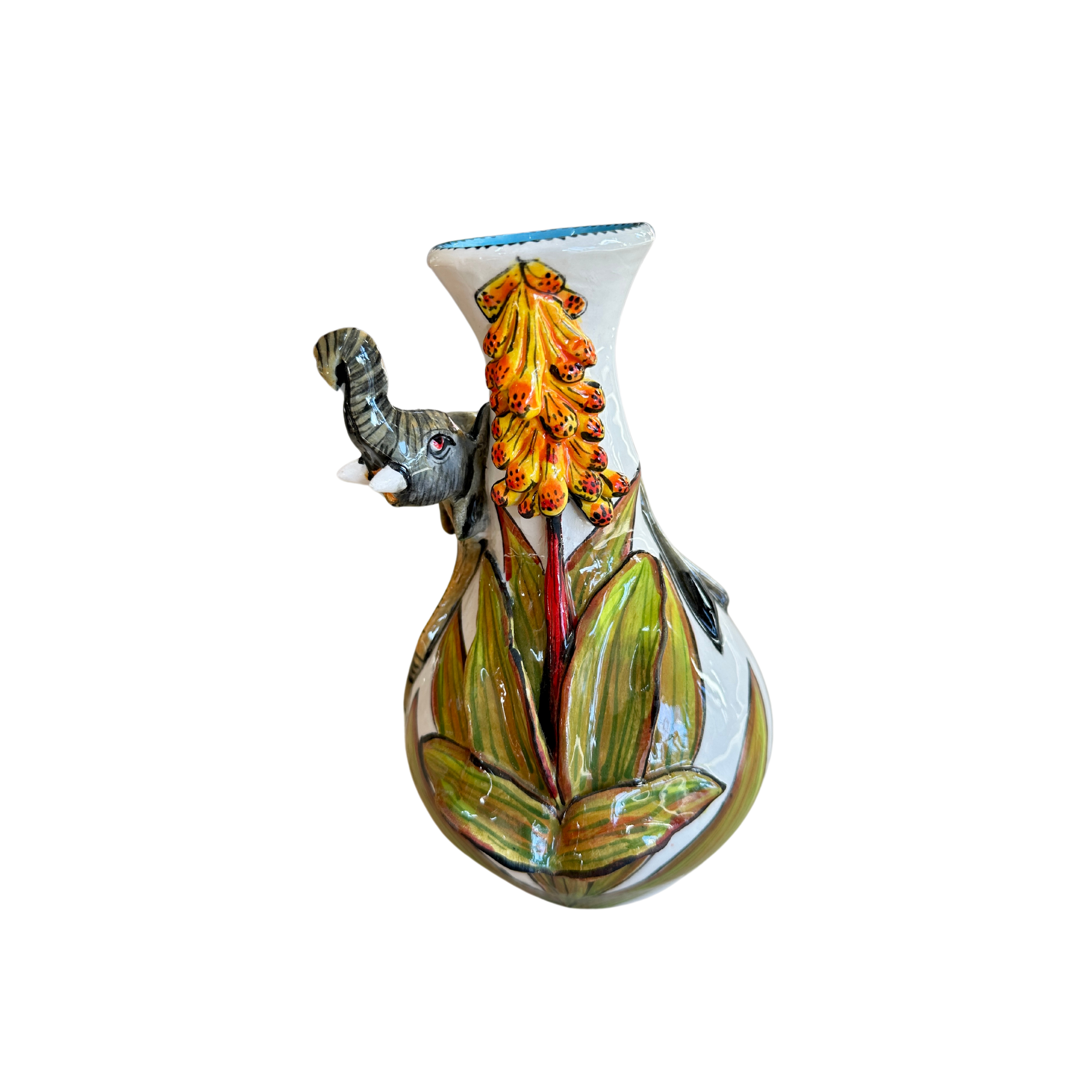 Large 3D Ceramic Elephant Rose Vase