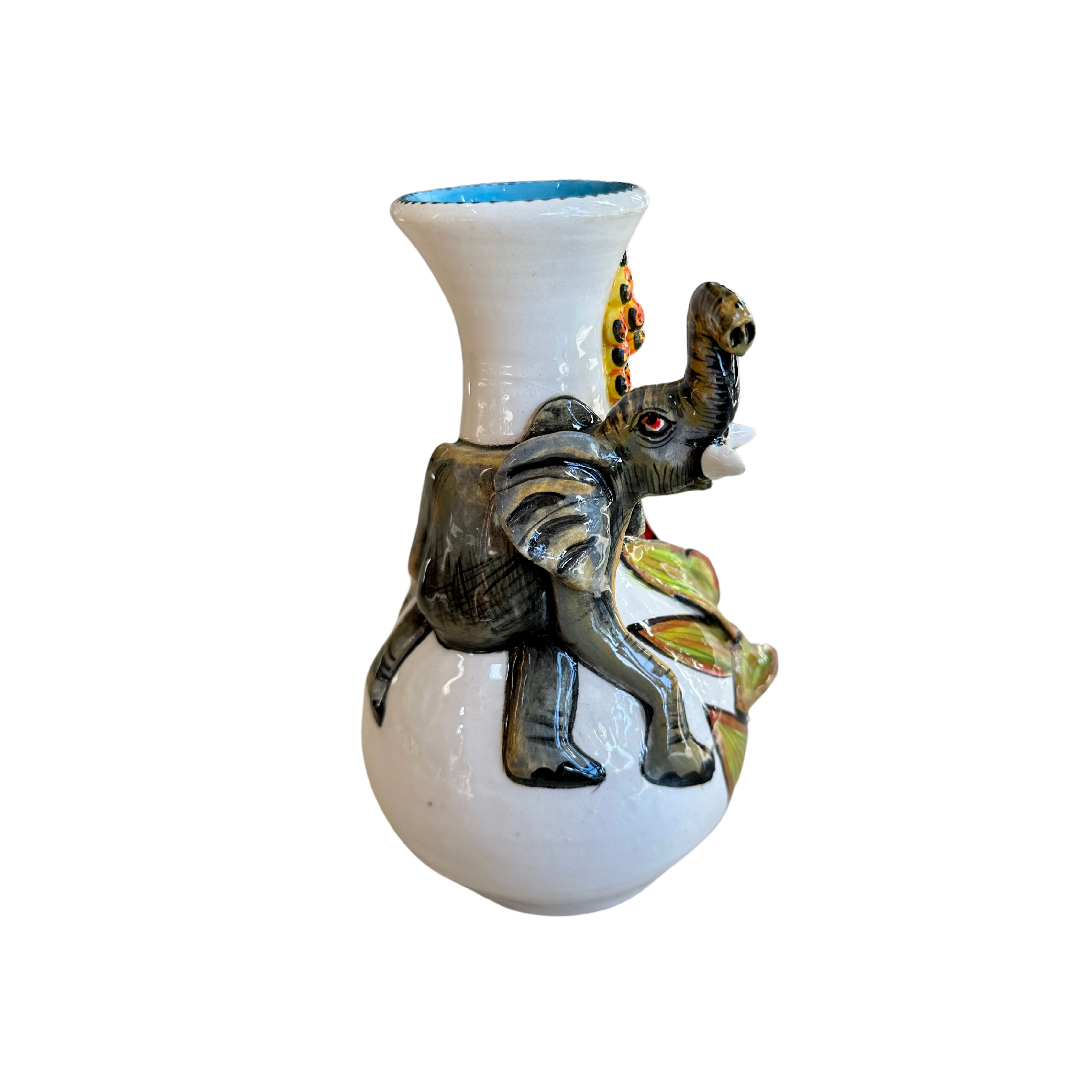 Large 3D Ceramic Elephant Rose Vase