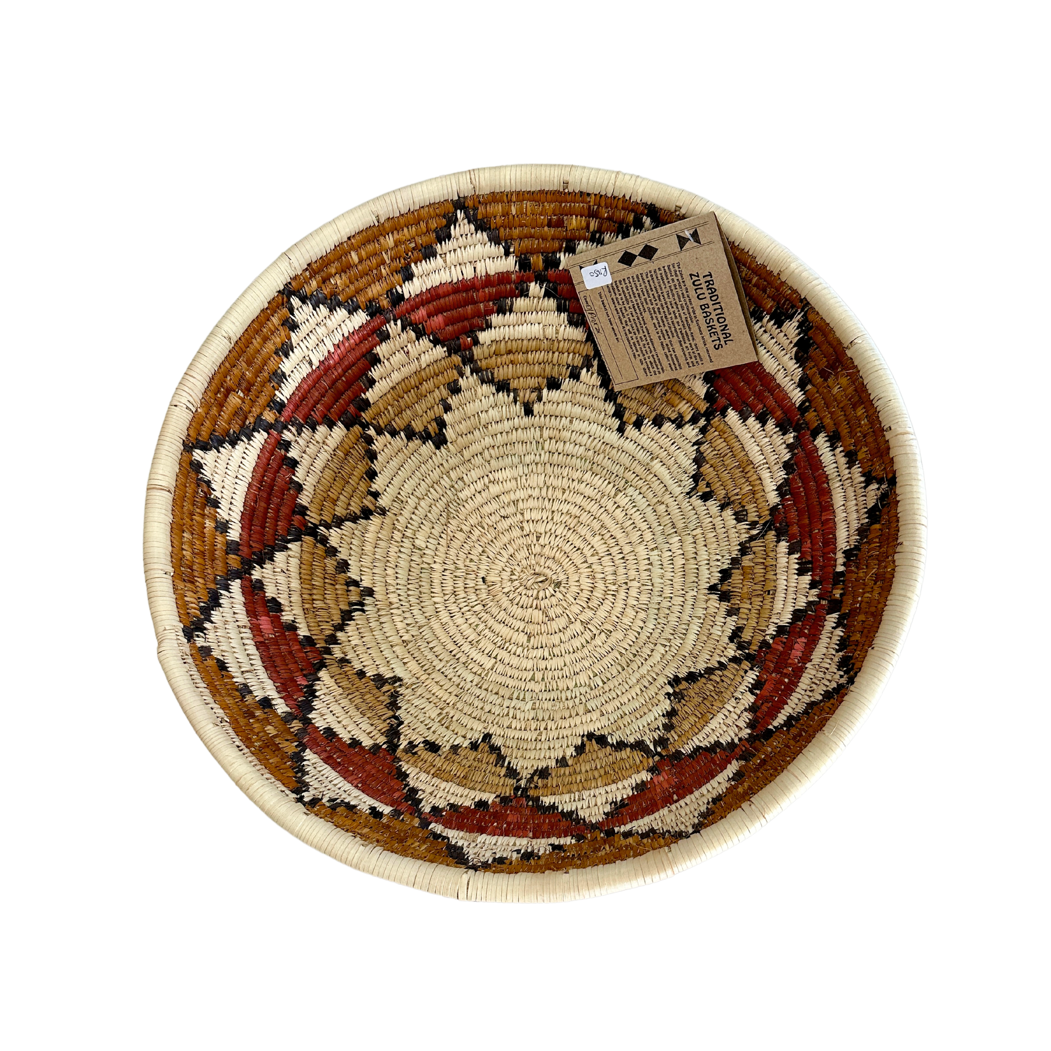 Large Hand Woven Bowl (Diamond Red; Brown)