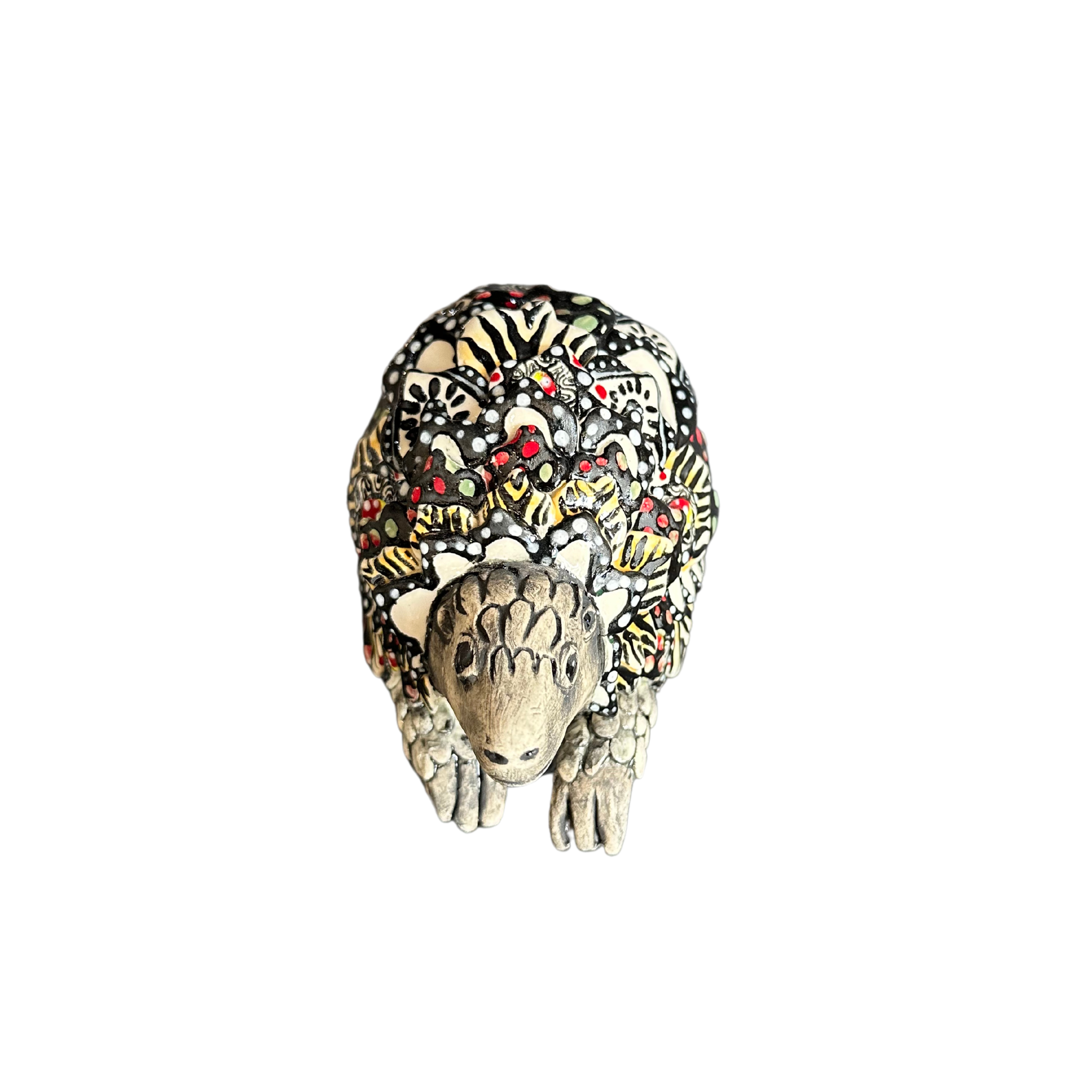 Small Standing Black & Red Pangolin Sculpture