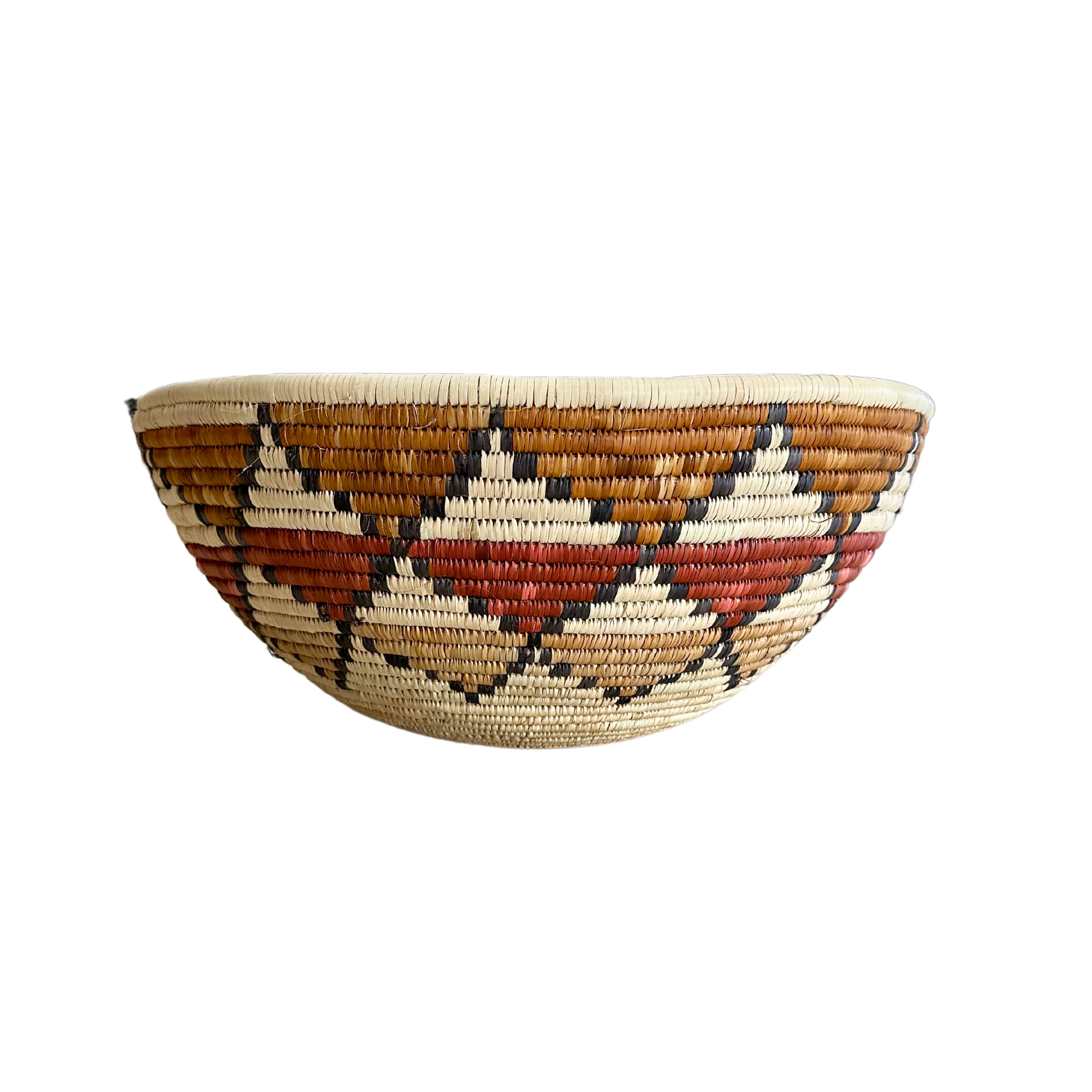 Large Hand Woven Bowl (Diamond Red; Brown)