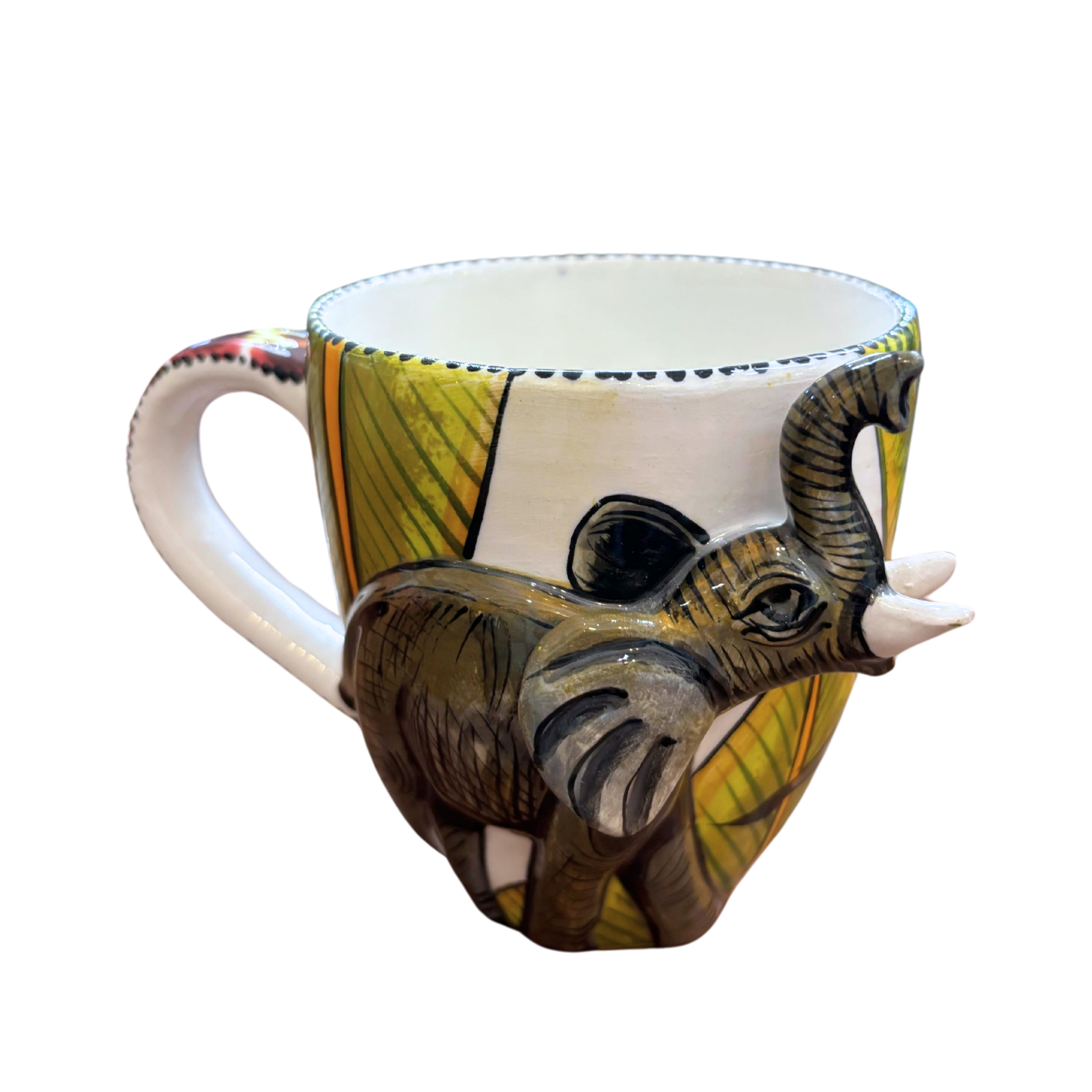 3D Hand Painted Ceramic Elephant Mug