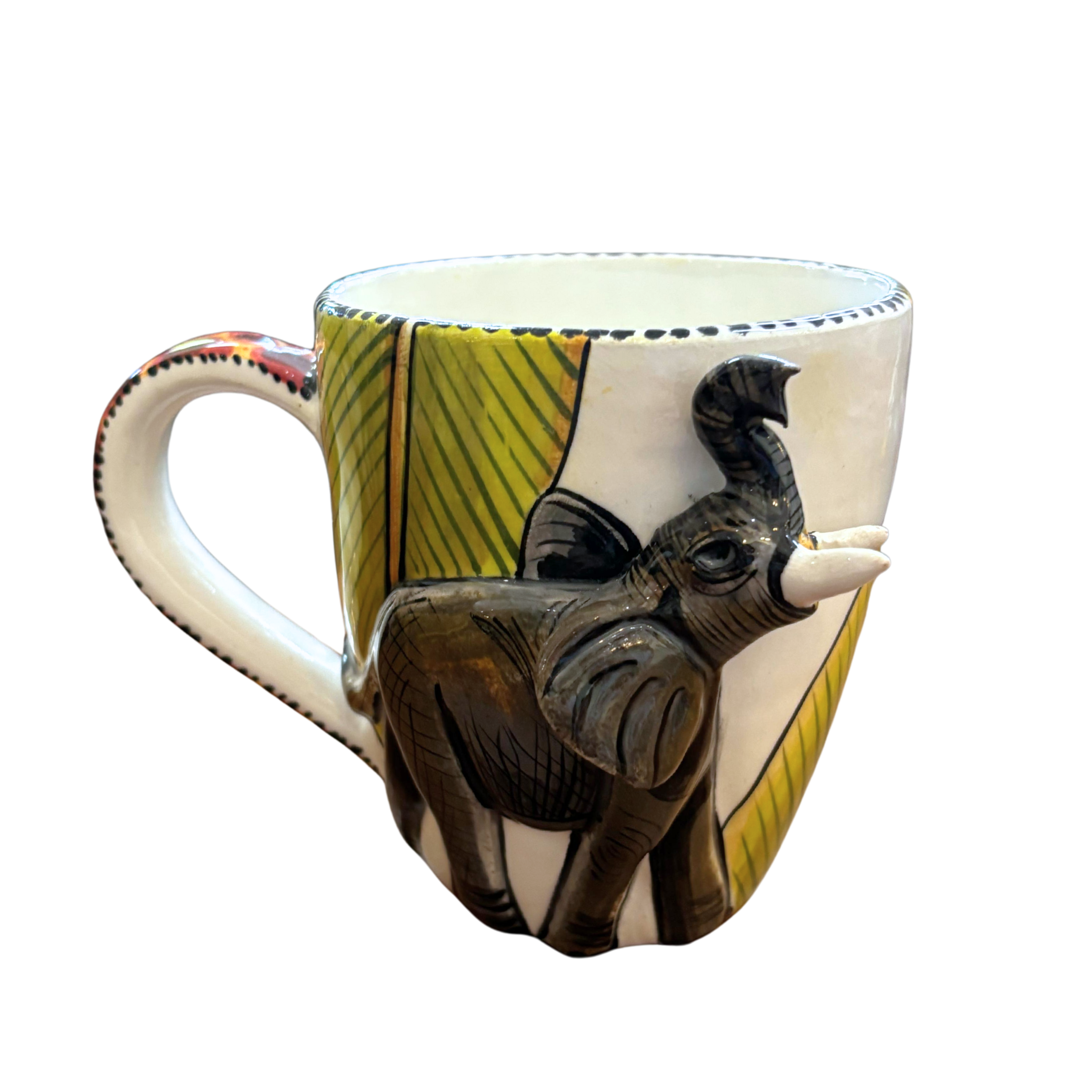 3D Hand Painted Ceramic Elephant Mug