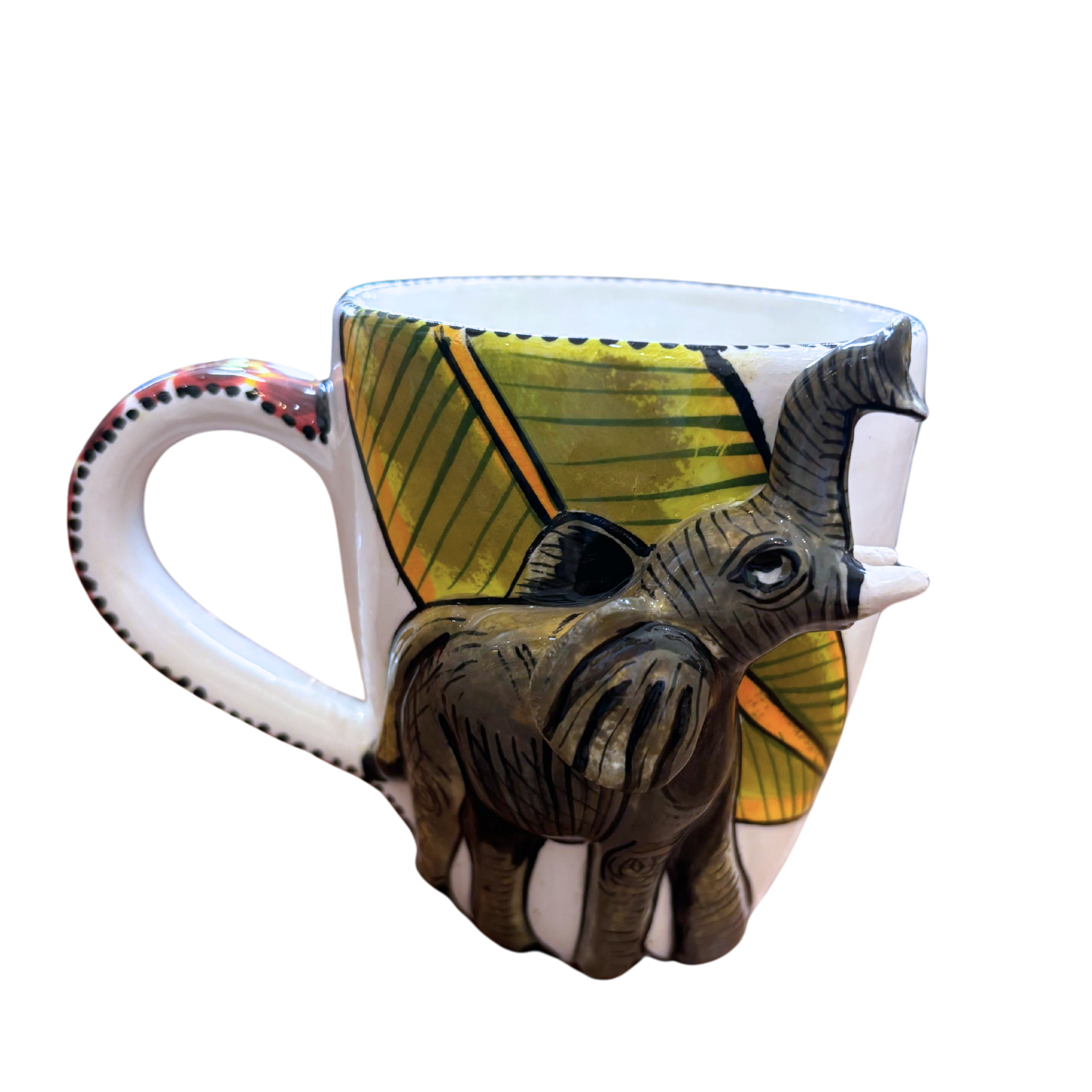 3D Hand Painted Ceramic Elephant Mug