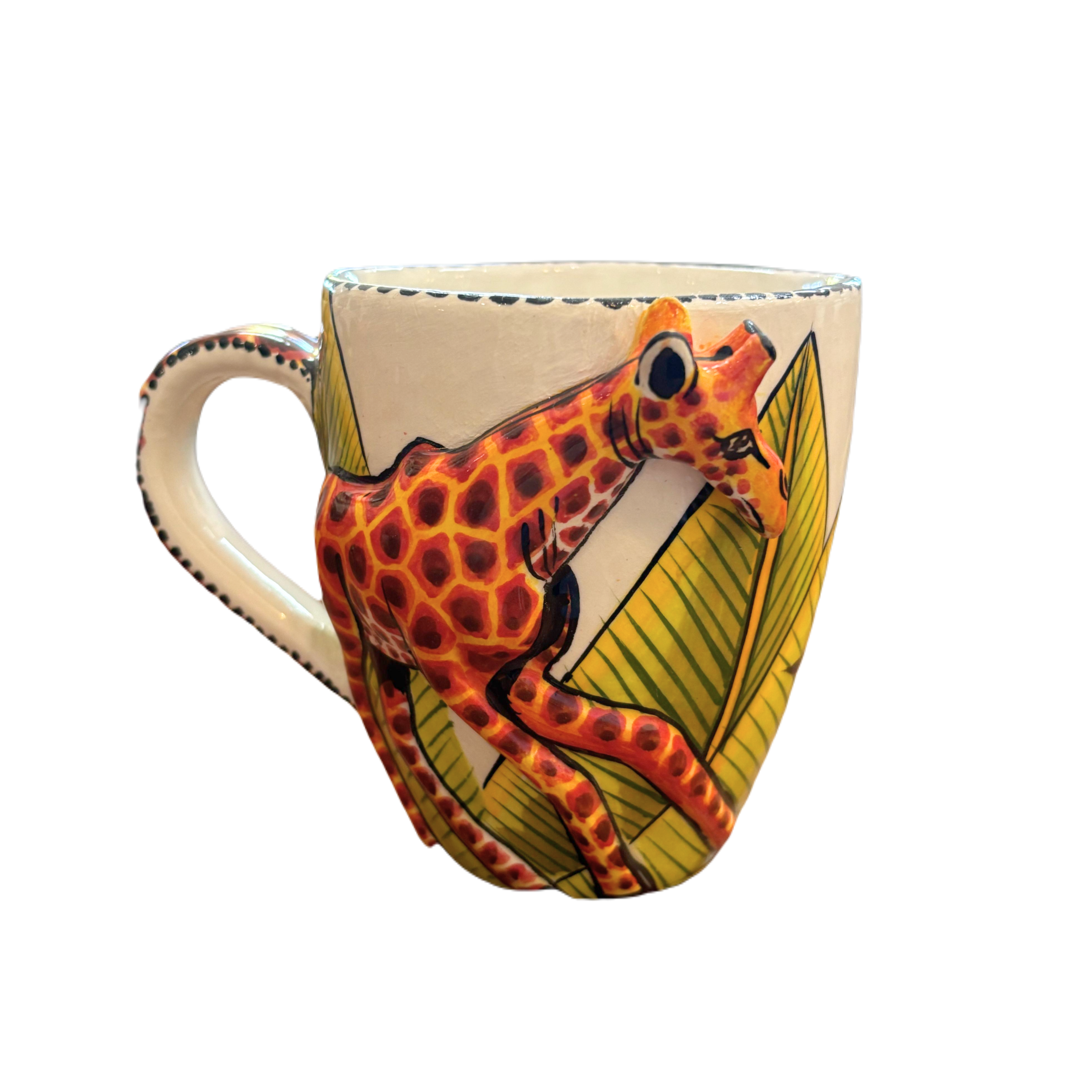 3D Hand Painted Ceramic Giraffe Mug
