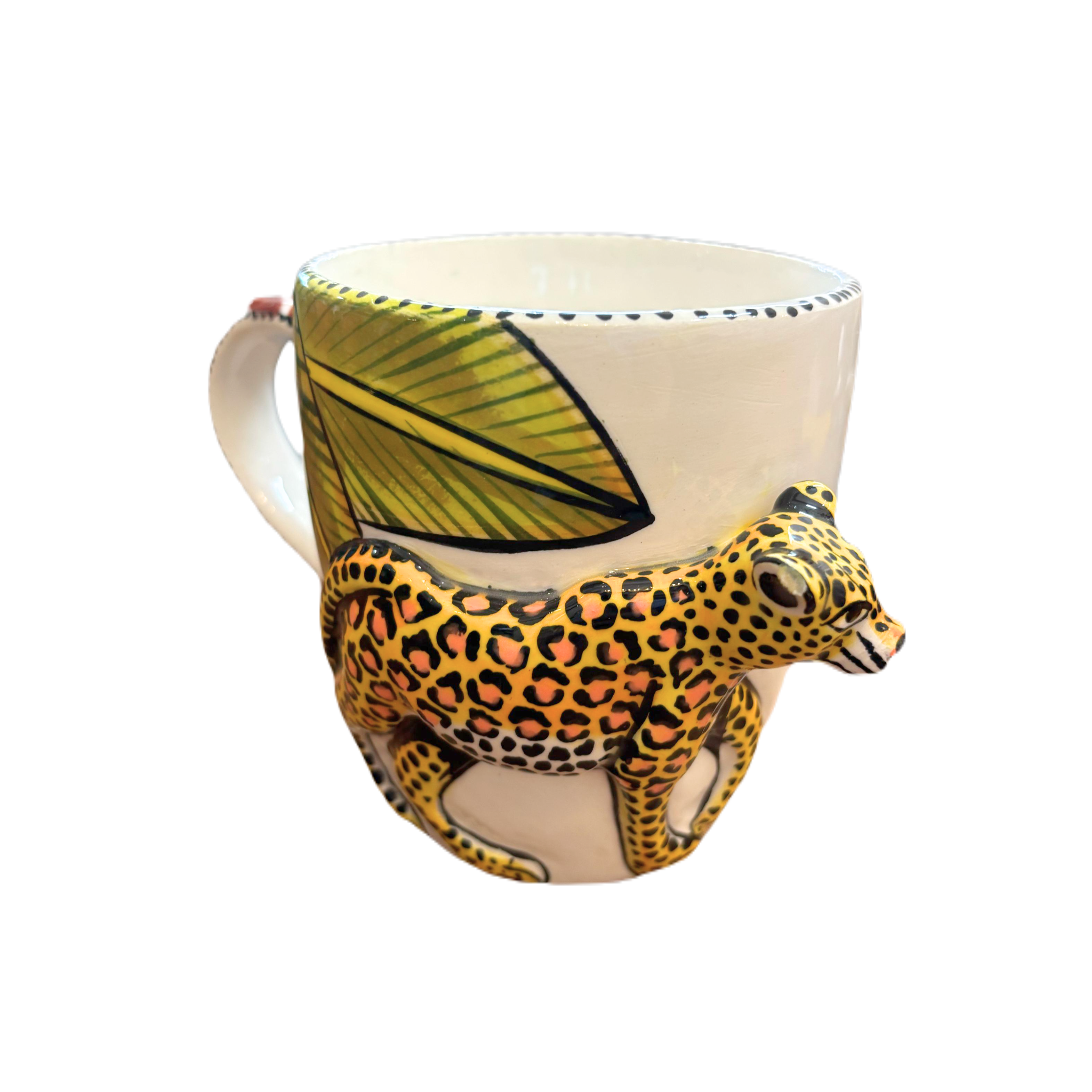 3D Hand Painted Ceramic Leopard Mug