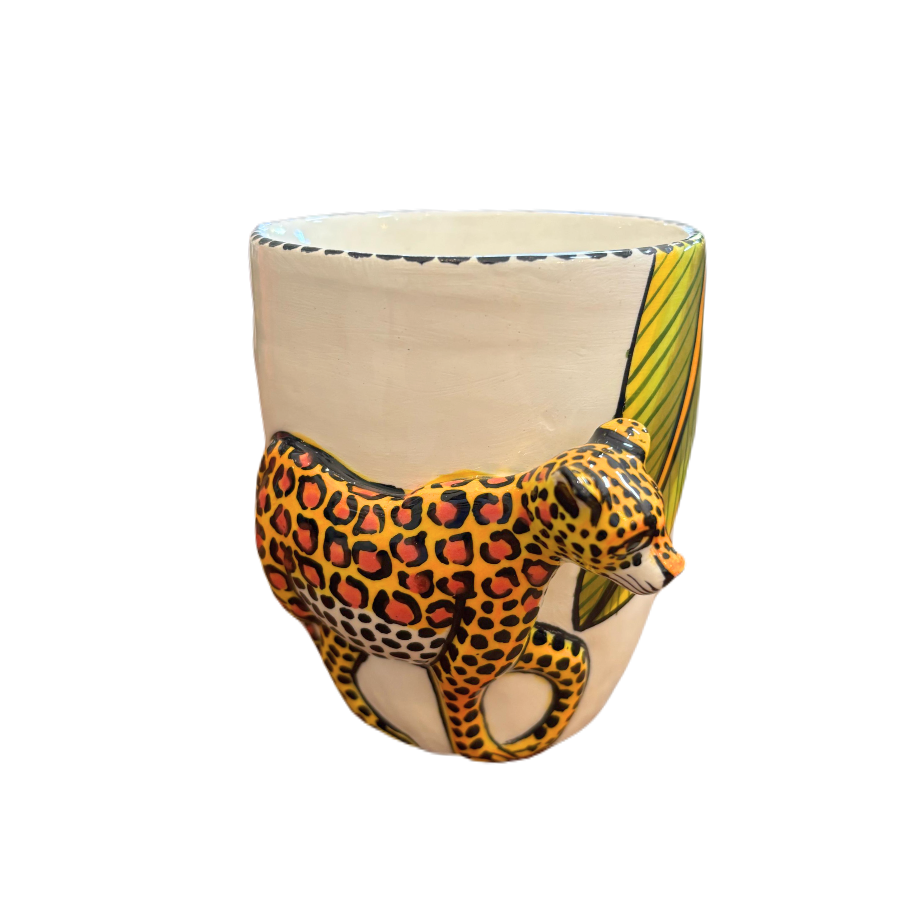 3D Hand Painted Ceramic Leopard Mug
