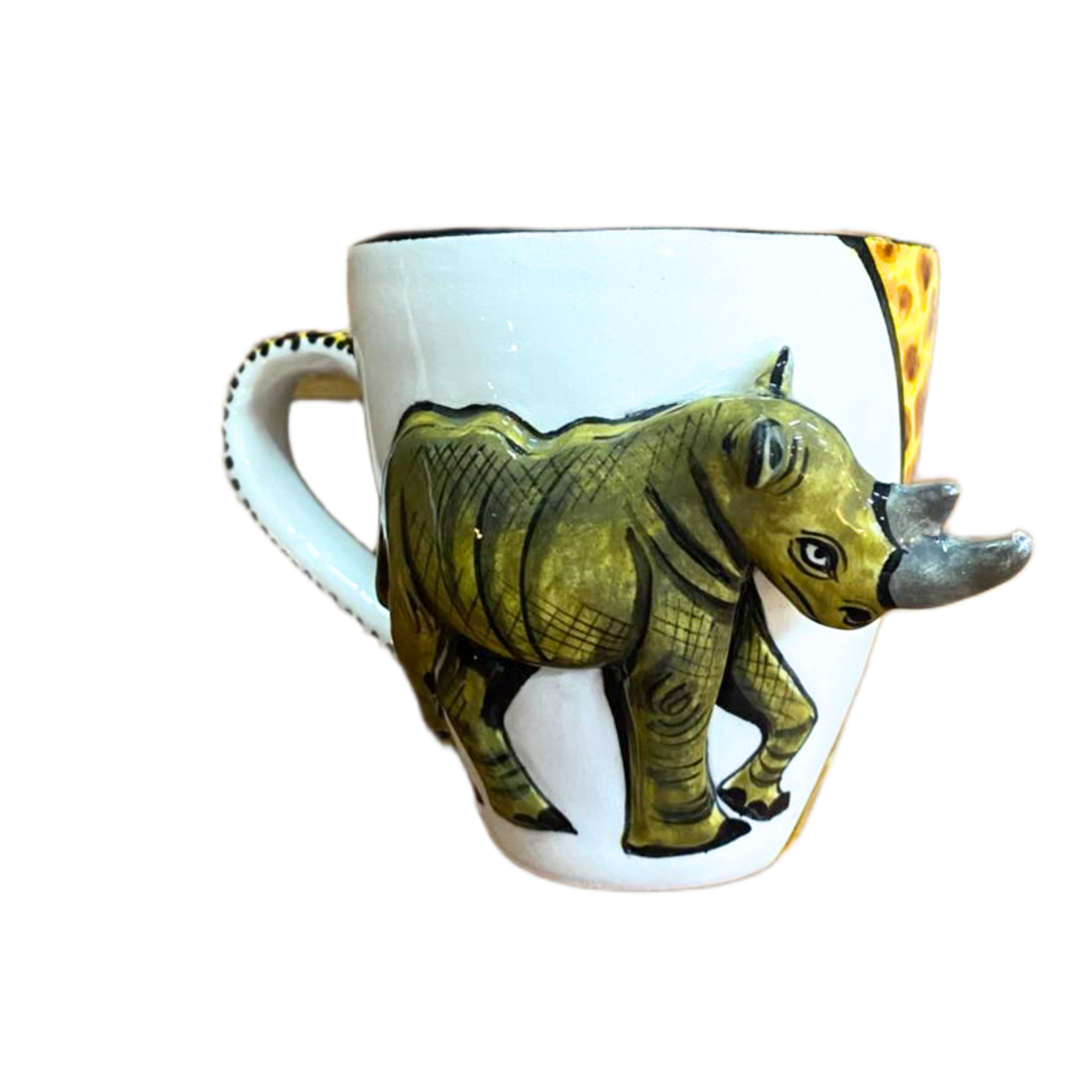 3D Hand Painted Ceramic Rhino Mug