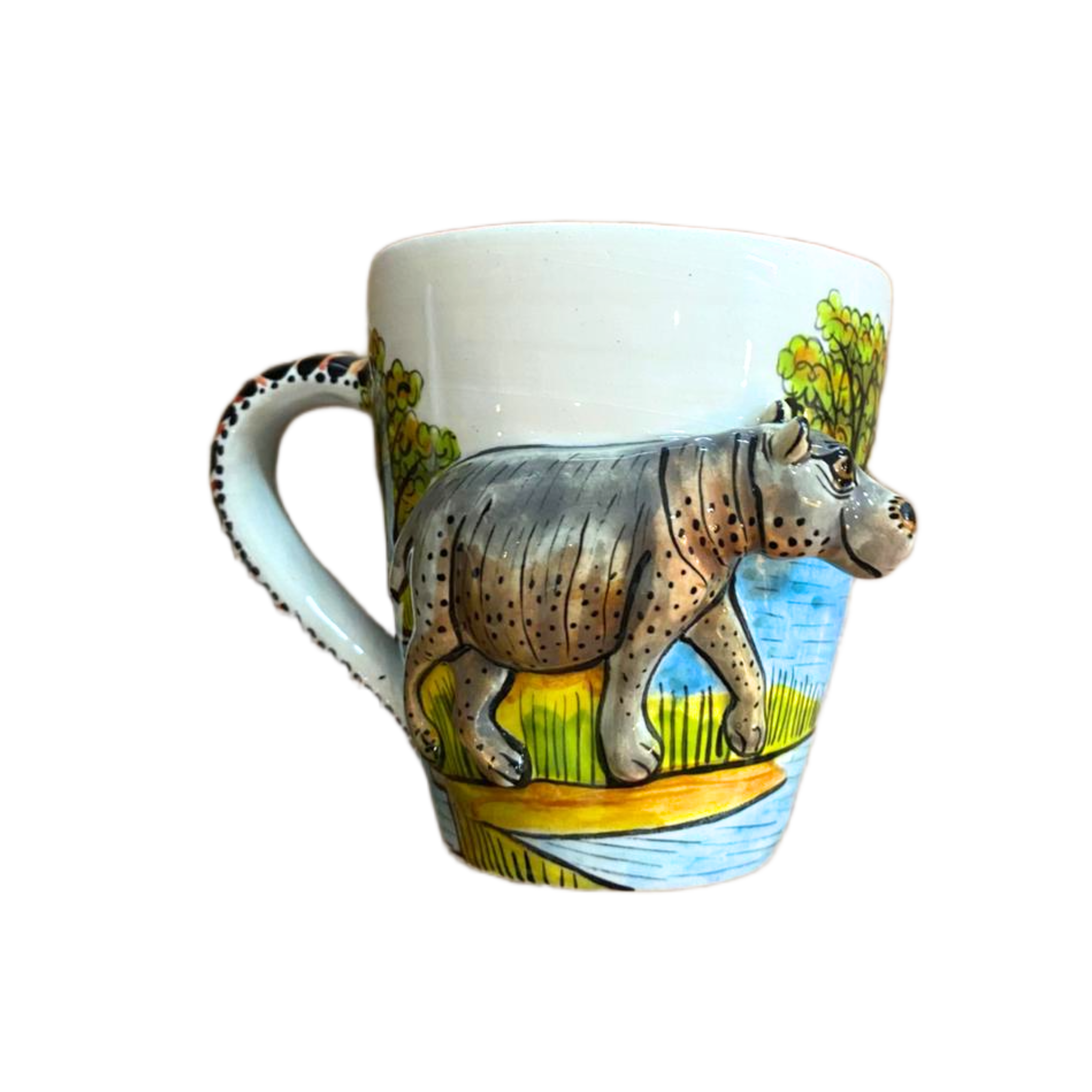 3D Hand Painted Ceramic Hippo Mug