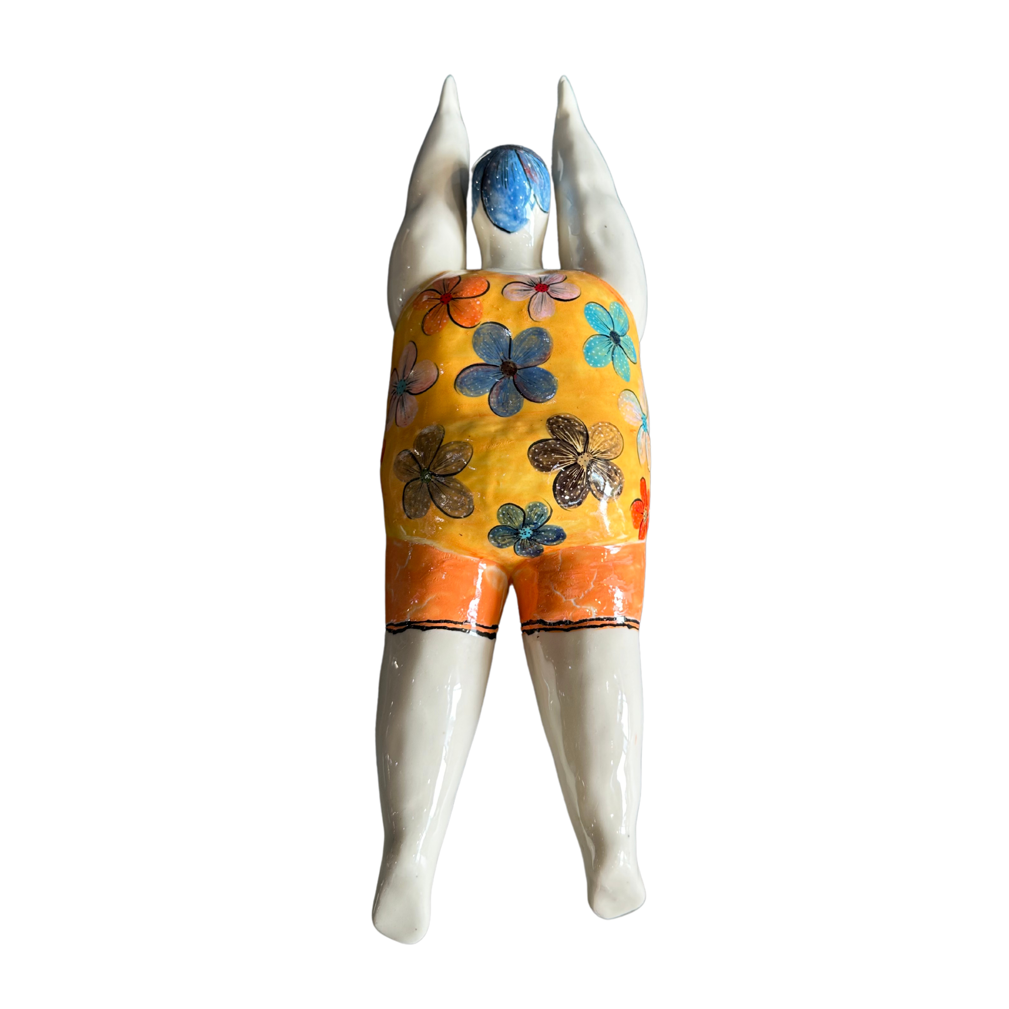 Large Fat Lady Diving (Full Floral Orange Costume)