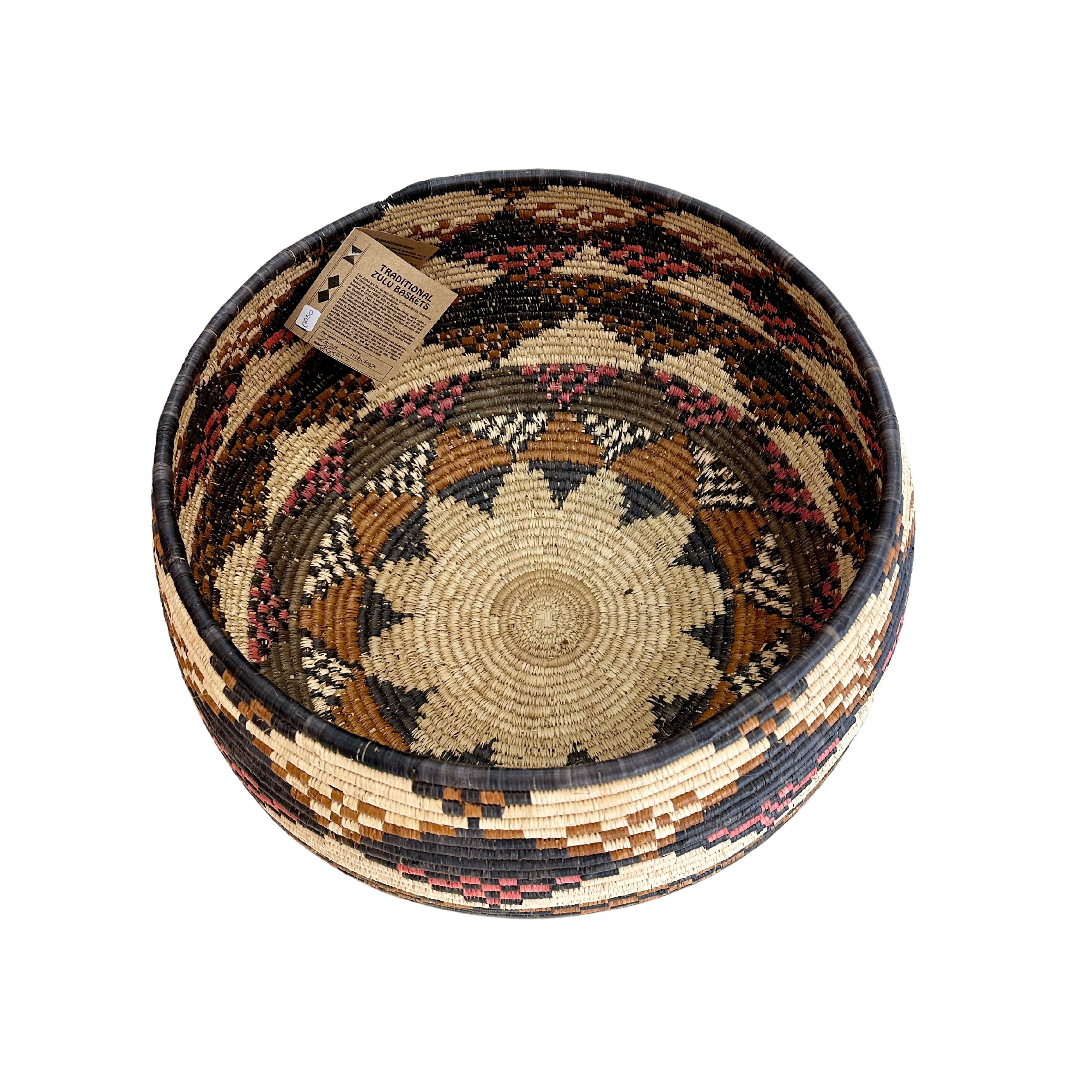 Large Hand Woven Weaved Bowl (Pink & Black Checkered)