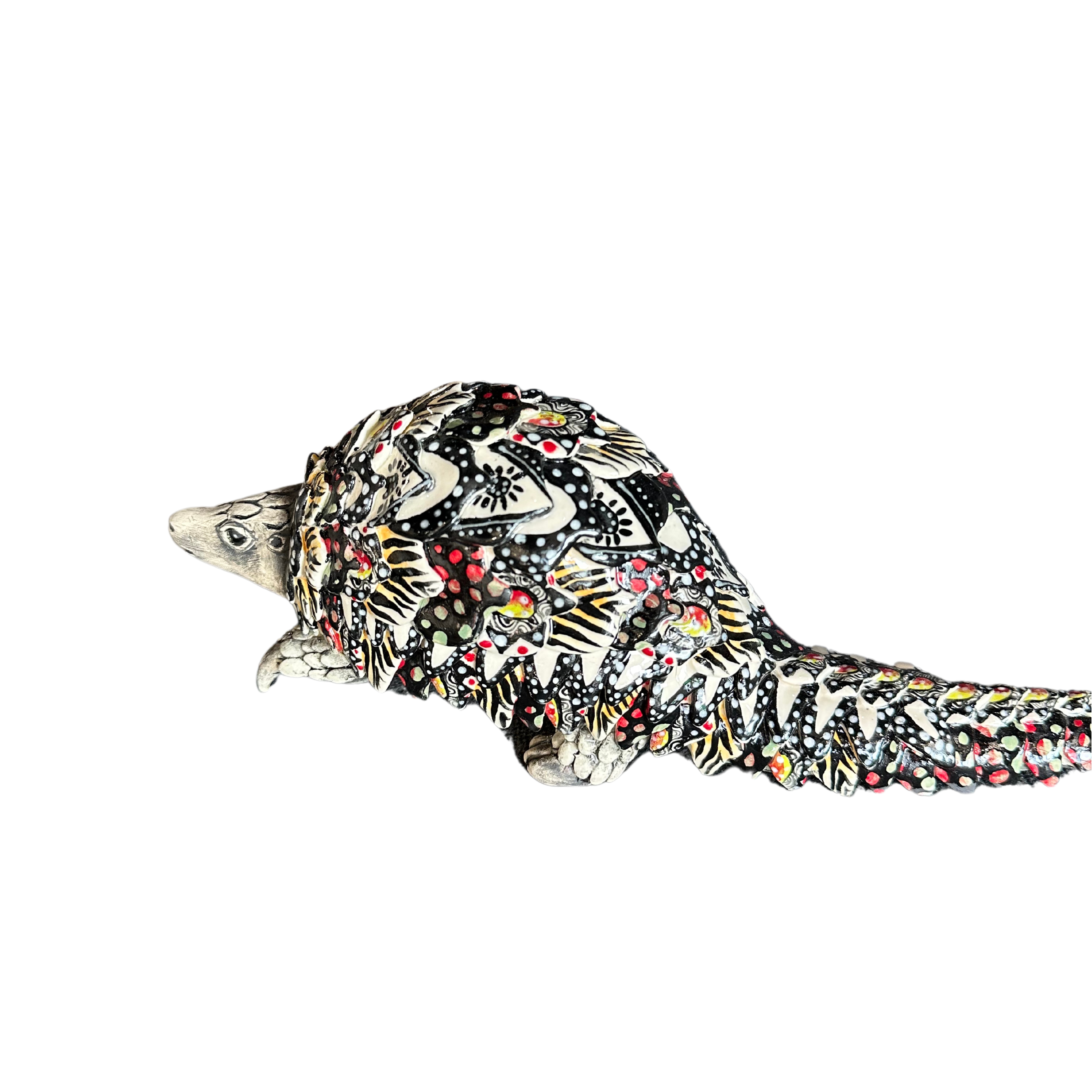 Small Standing Black & Red Pangolin Sculpture