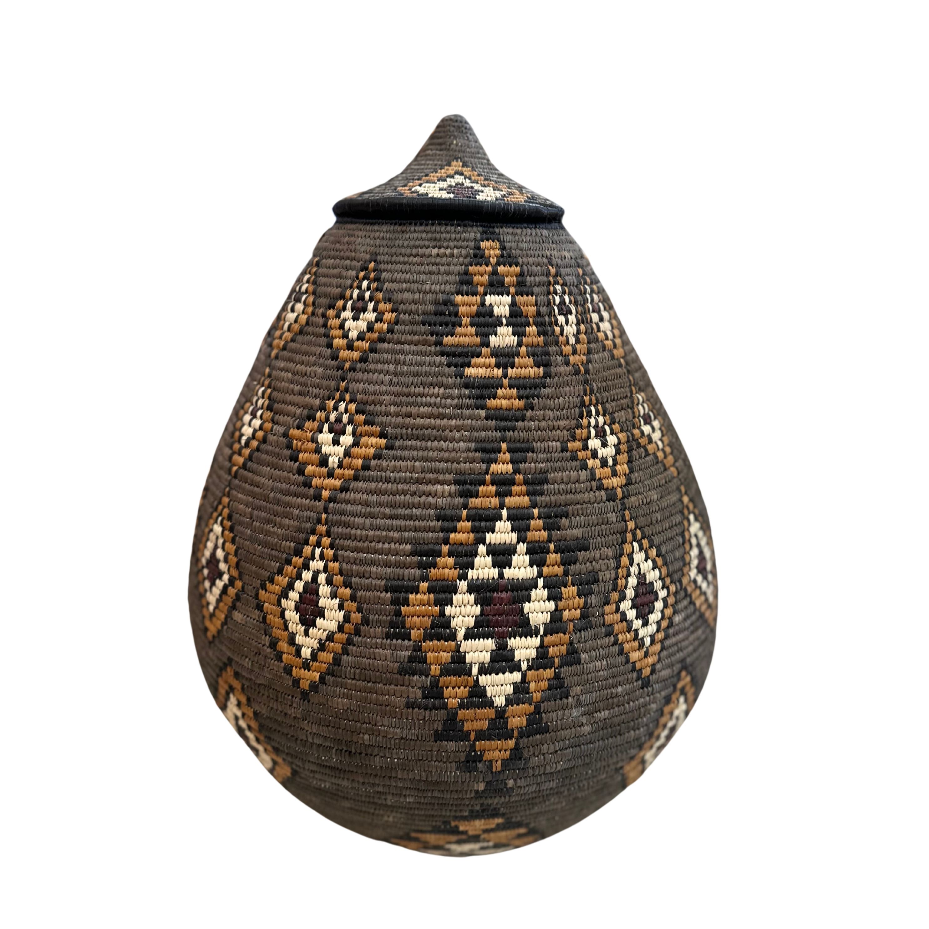 Grey Hand Woven Zulu Marriage Basket