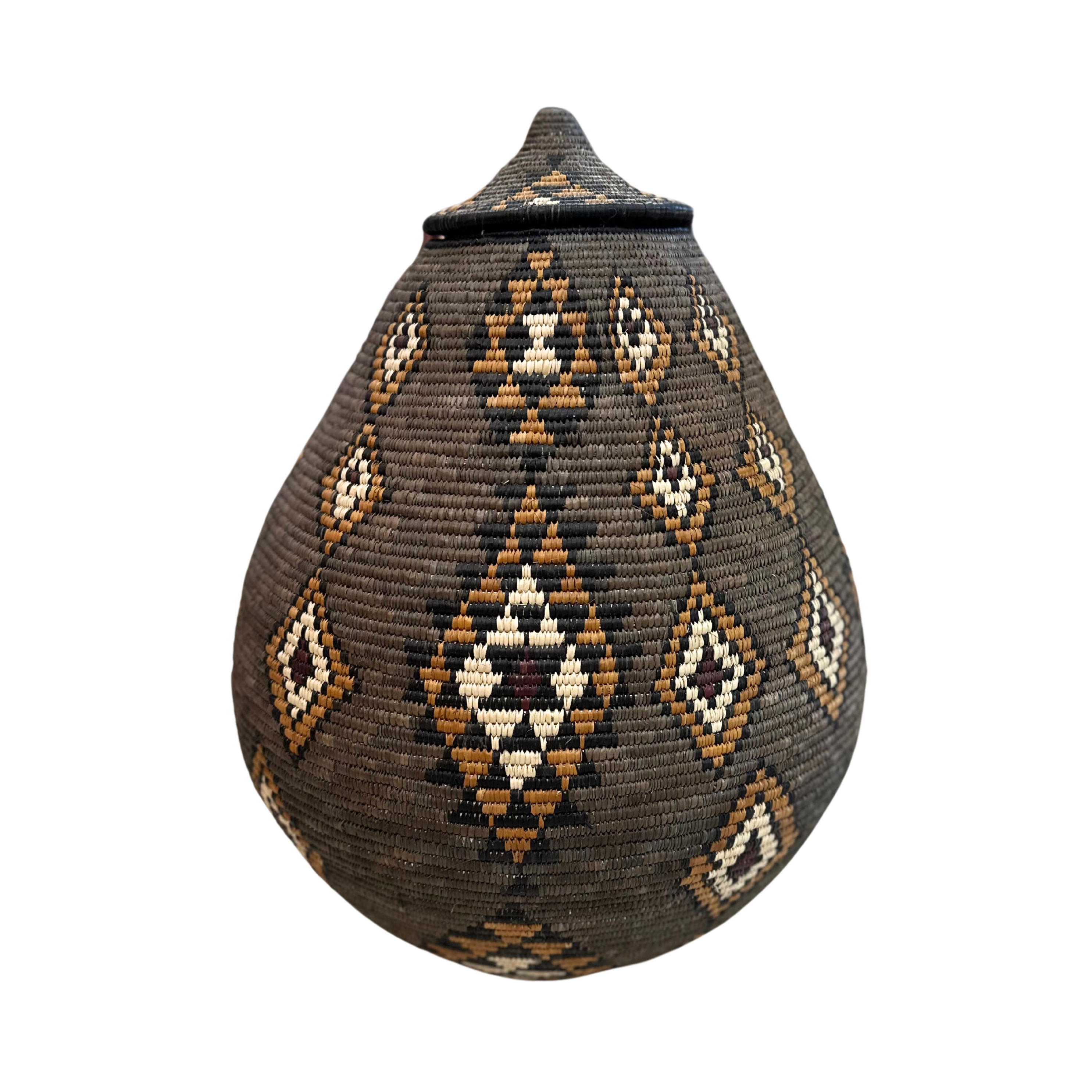 Grey Hand Woven Zulu Marriage Basket