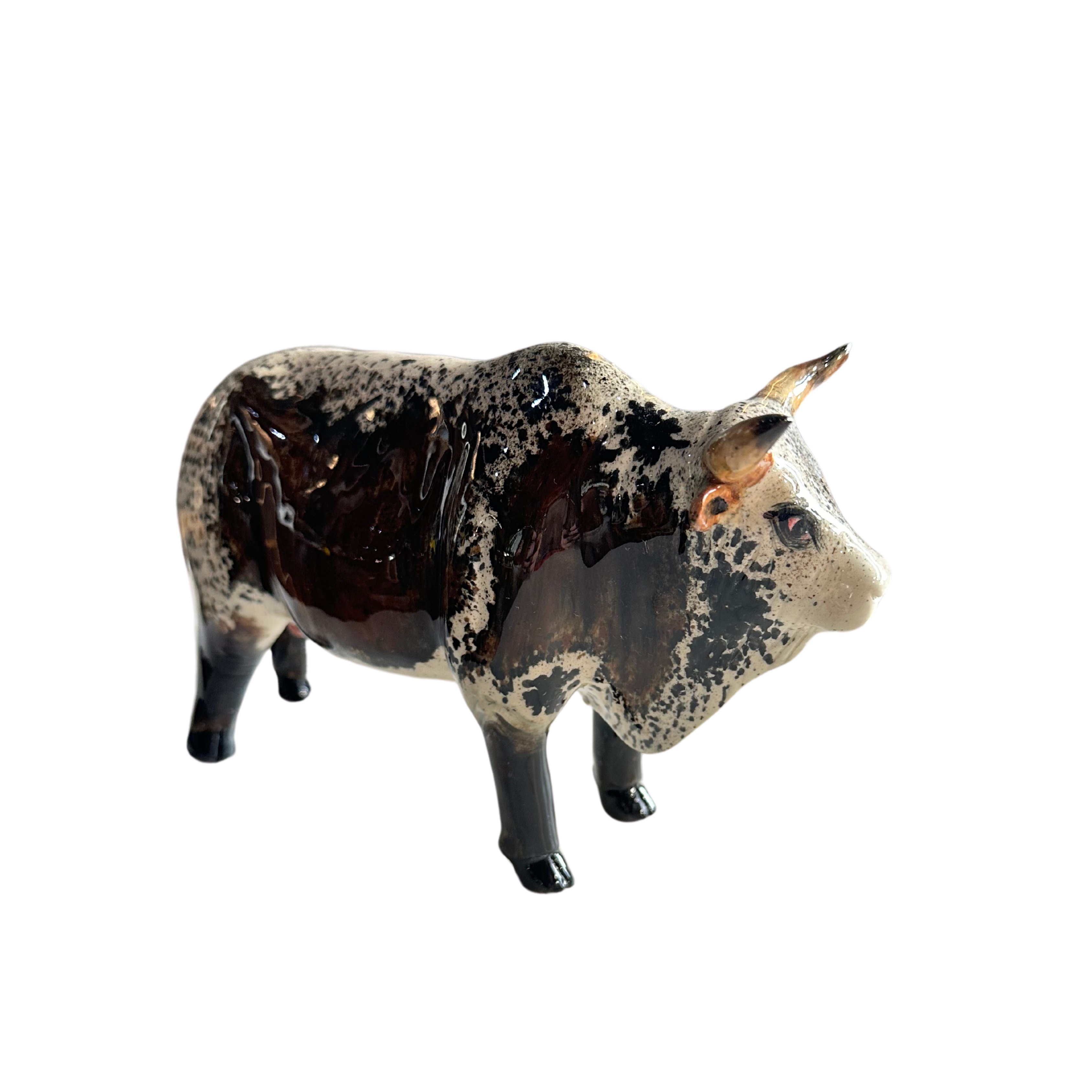 Glossy Nguni Bull Statue (Black & Brown)