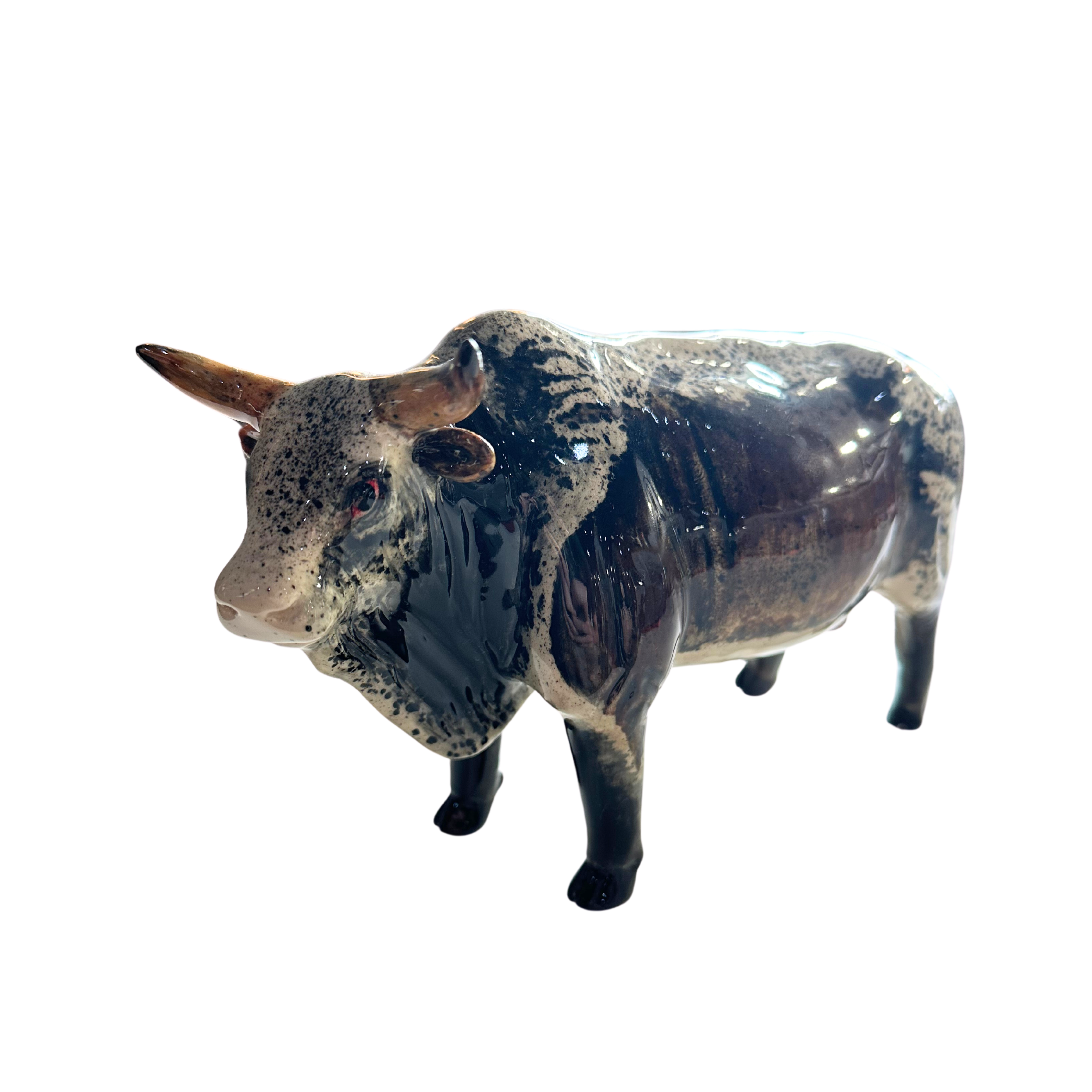 Glossy Nguni Bull Statue (Black & Brown)