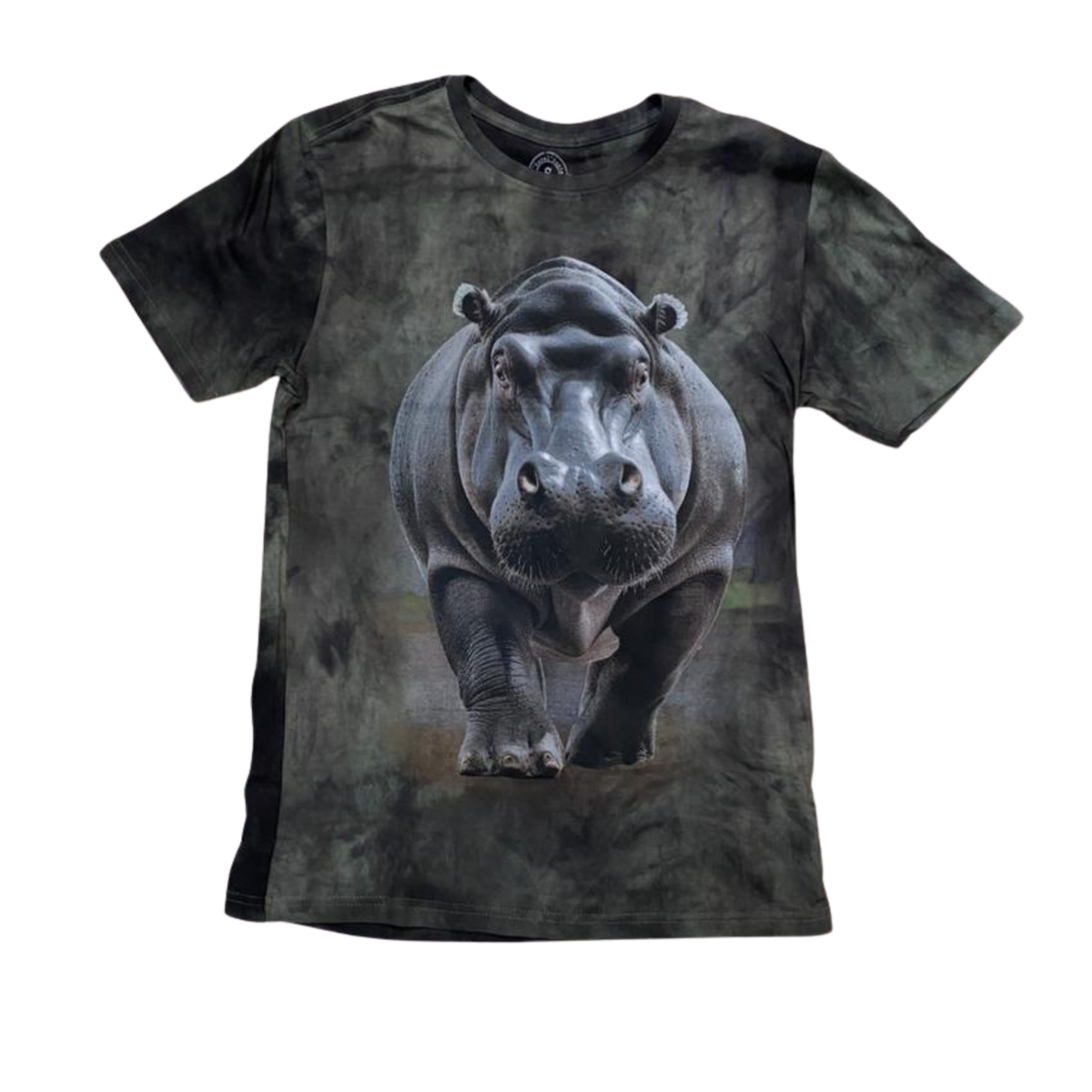 Walking Hippo Dyed Unisex T-Shirt - Grey