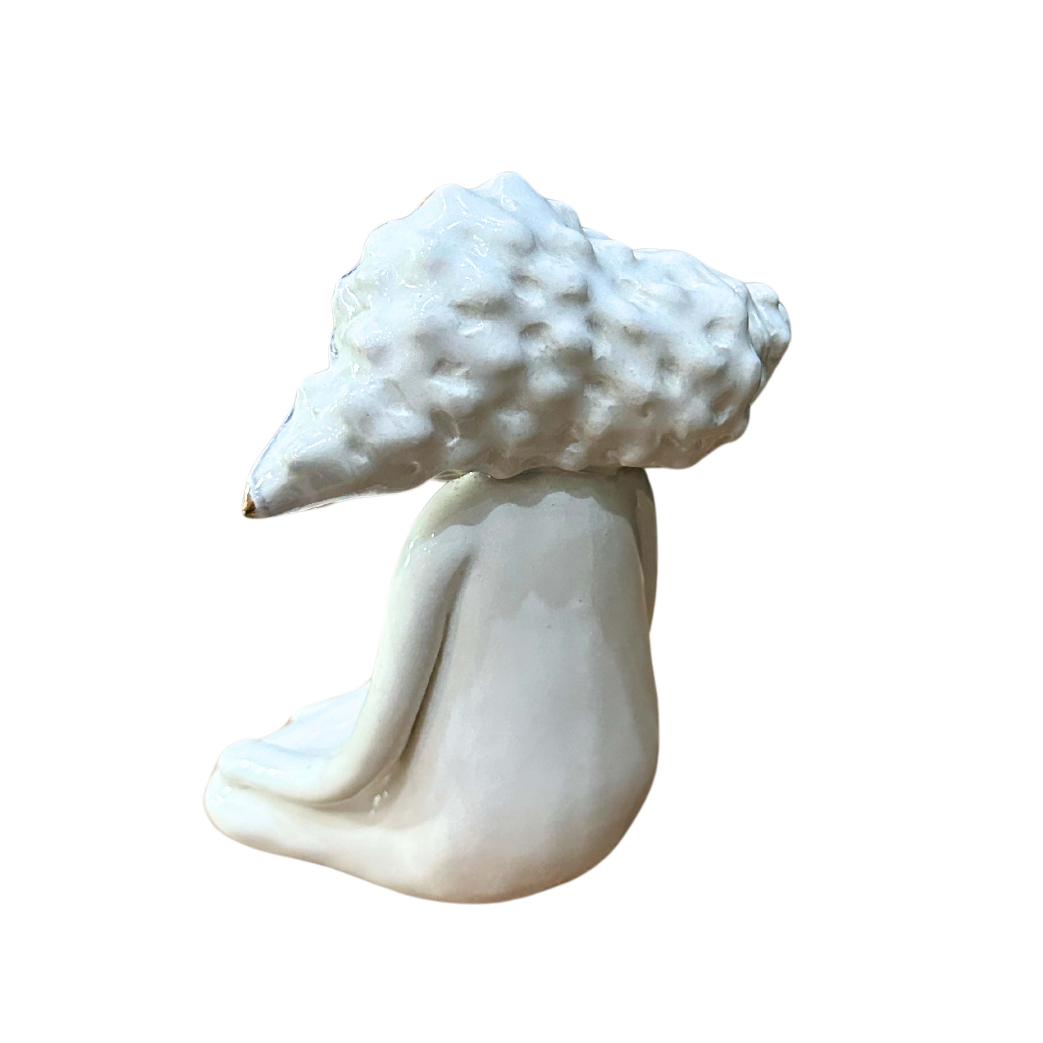 Medium Ceramic White Shell Head Statue With 18ct Gold - Fantasea Range