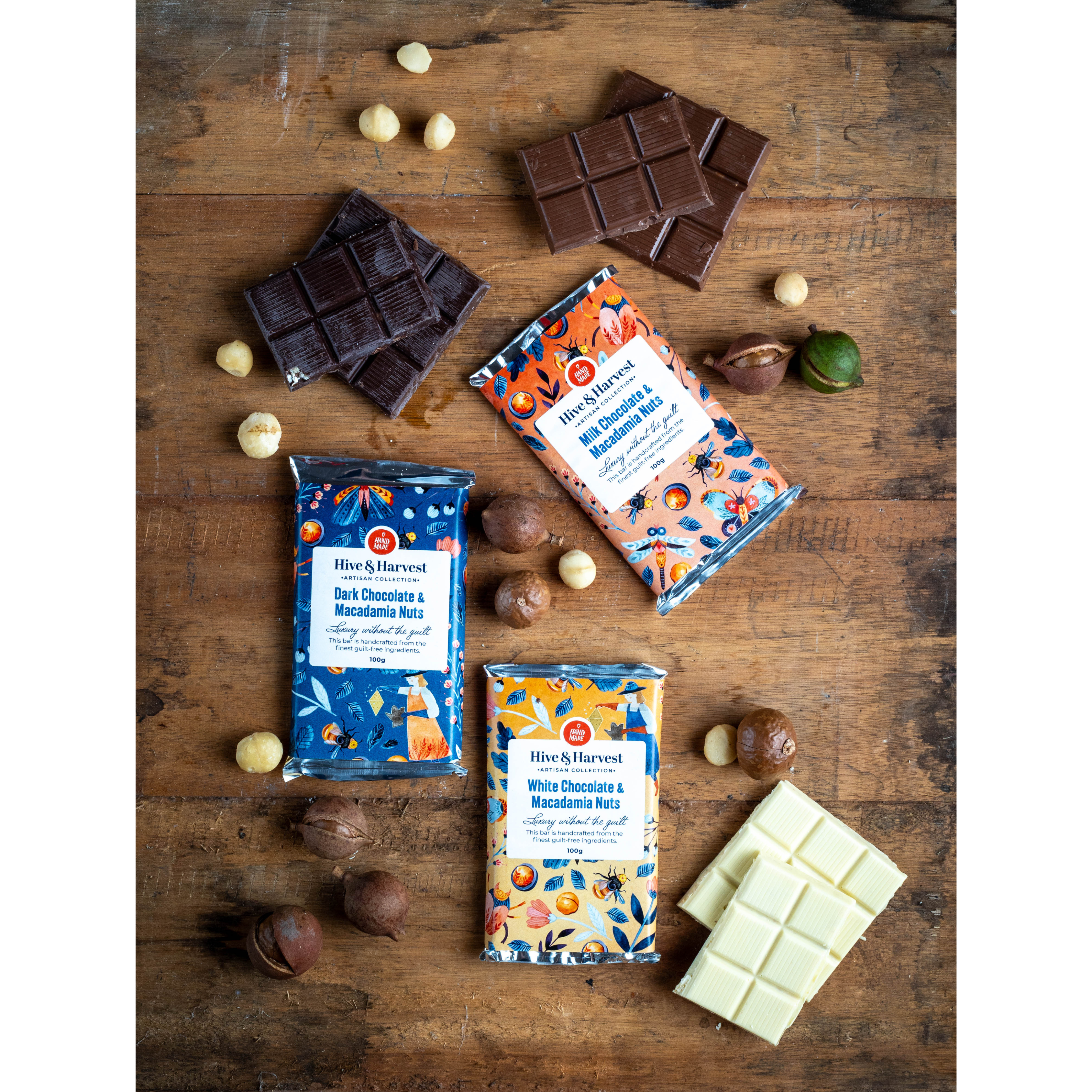 Handmade Sugar Free Macadamia Nut Chocolate Slab 100g