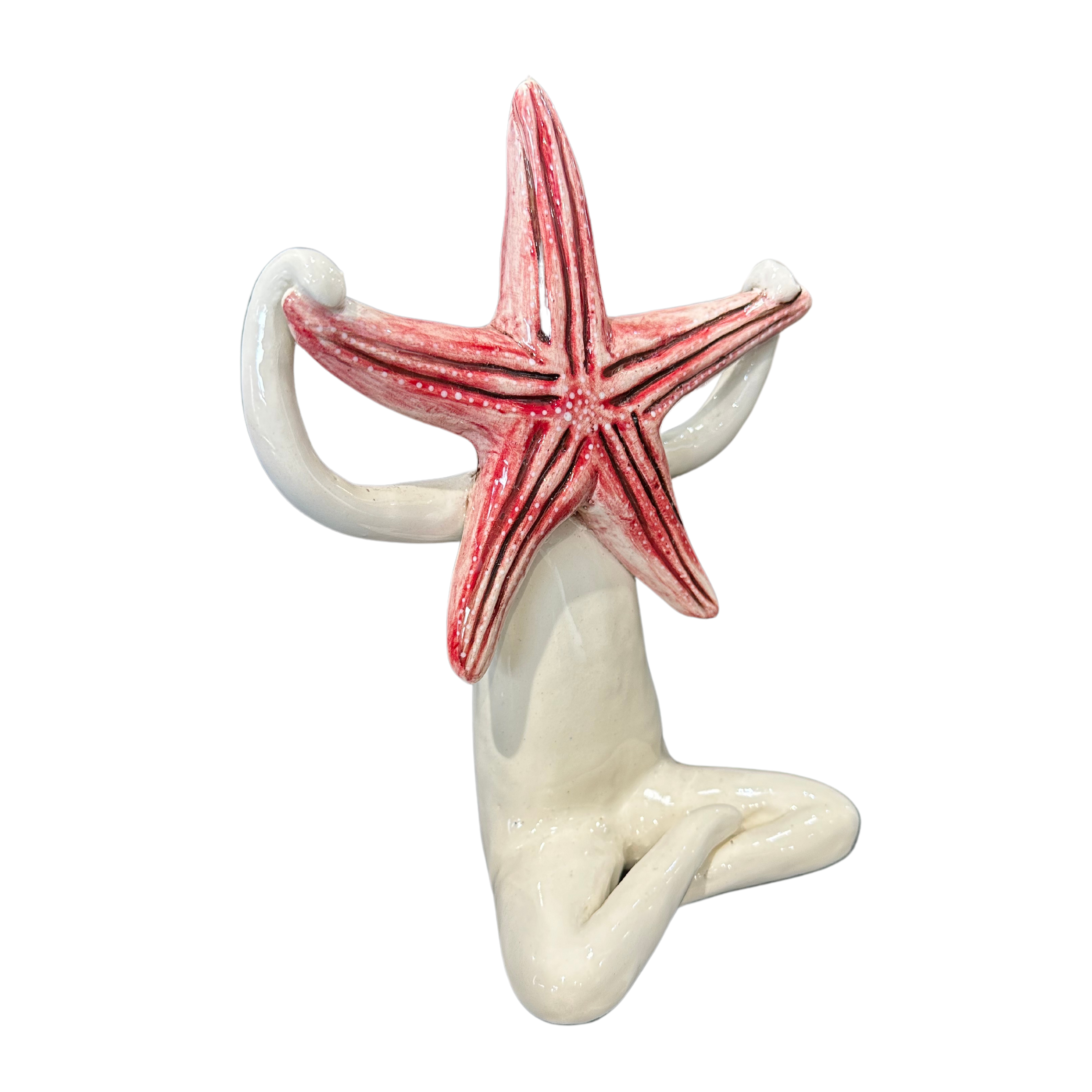 Medium Ceramic Pink Star Fish Statue - Fantasea Range