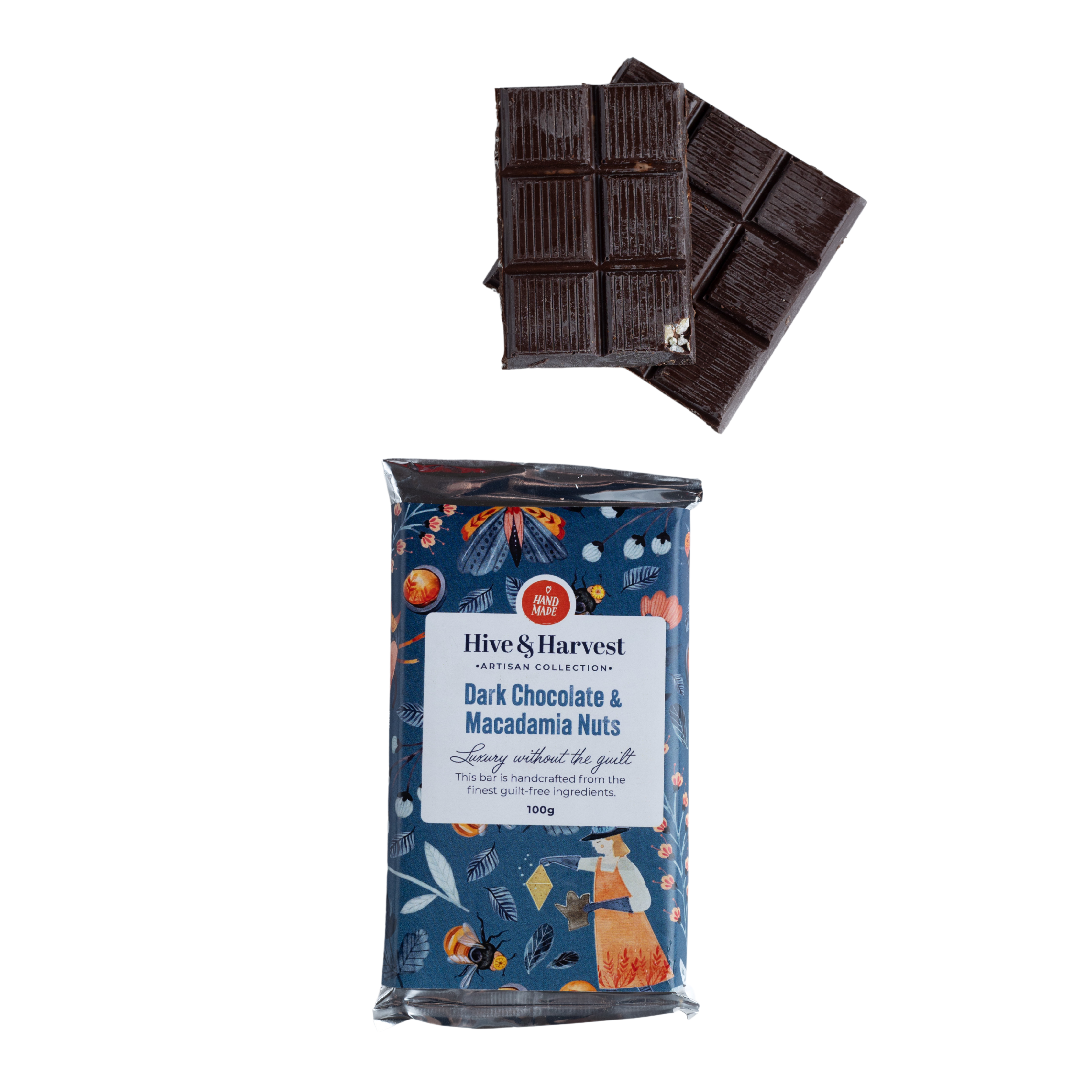 Handmade Sugar Free Macadamia Nut Chocolate Slab 100g