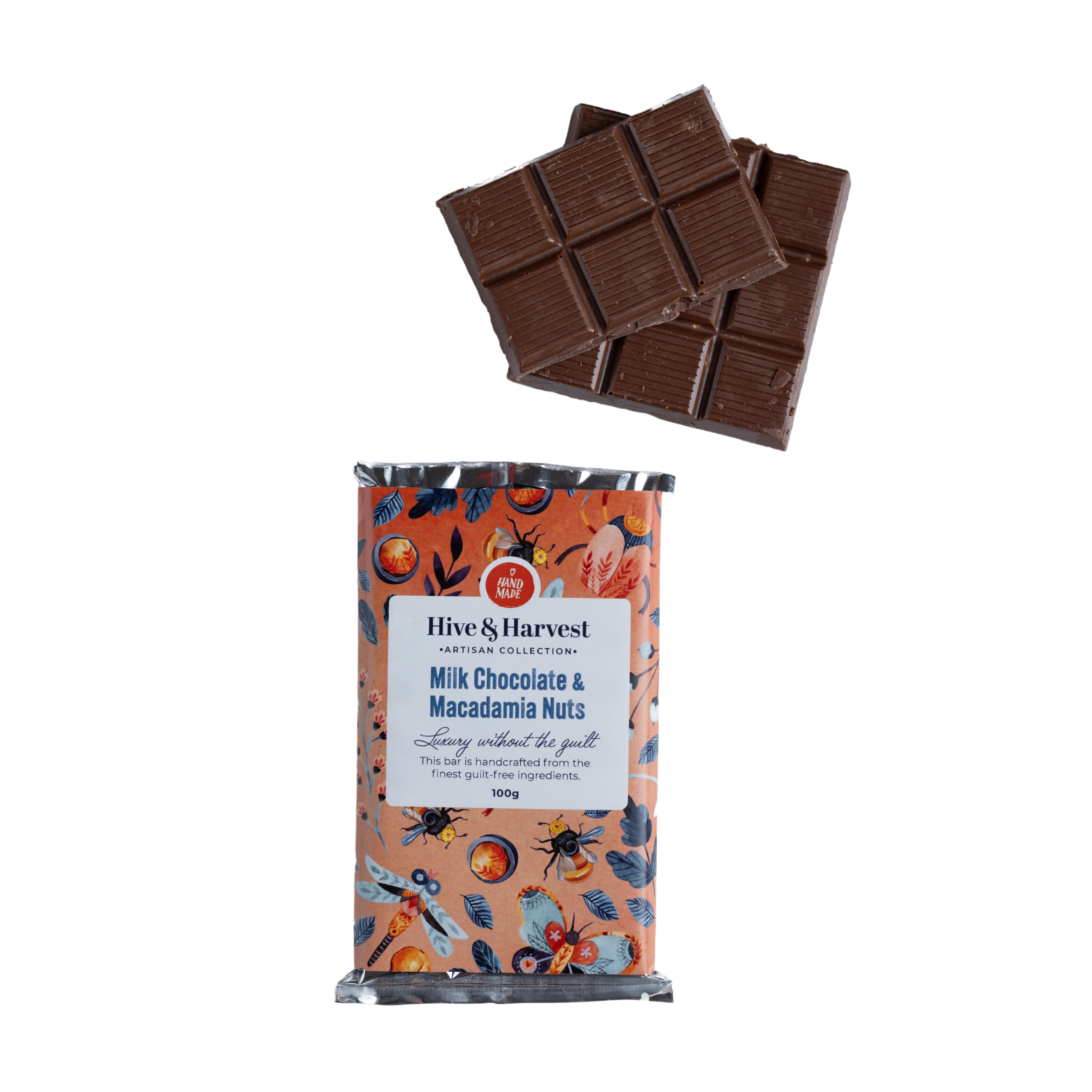 Handmade Sugar Free Macadamia Nut Chocolate Slab 100g