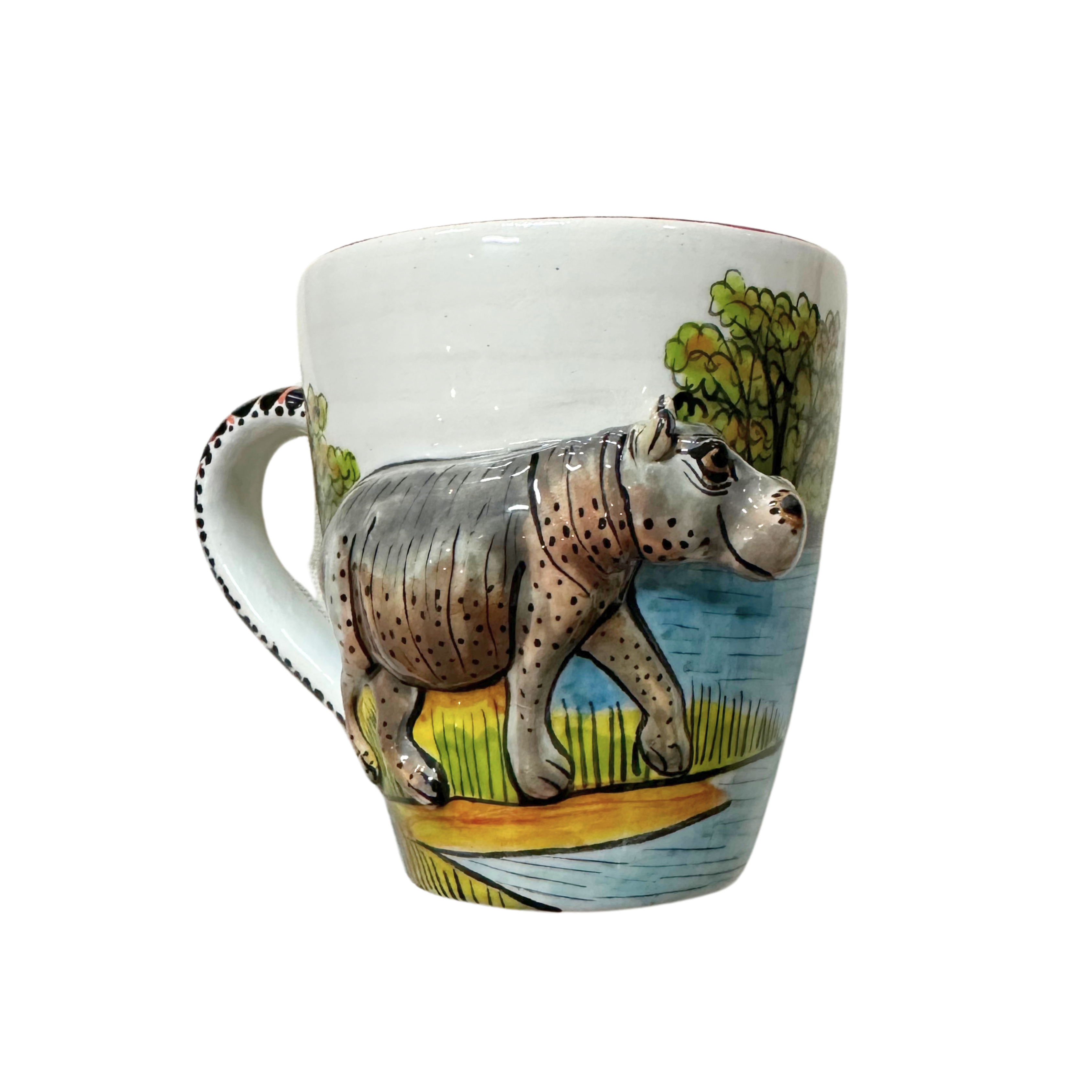 3D Hand Painted Ceramic Hippo Mug