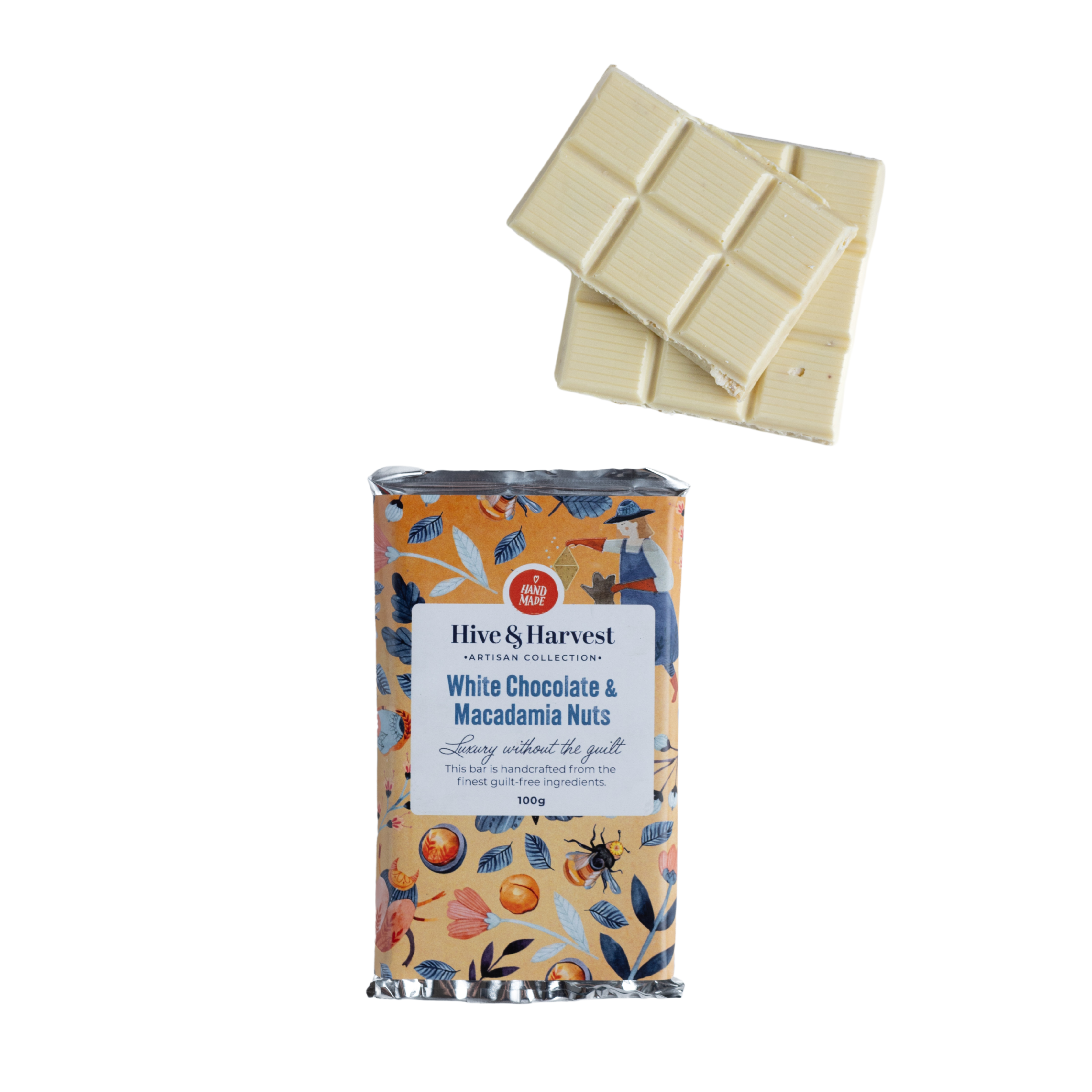 Handmade Sugar Free Macadamia Nut Chocolate Slab 100g