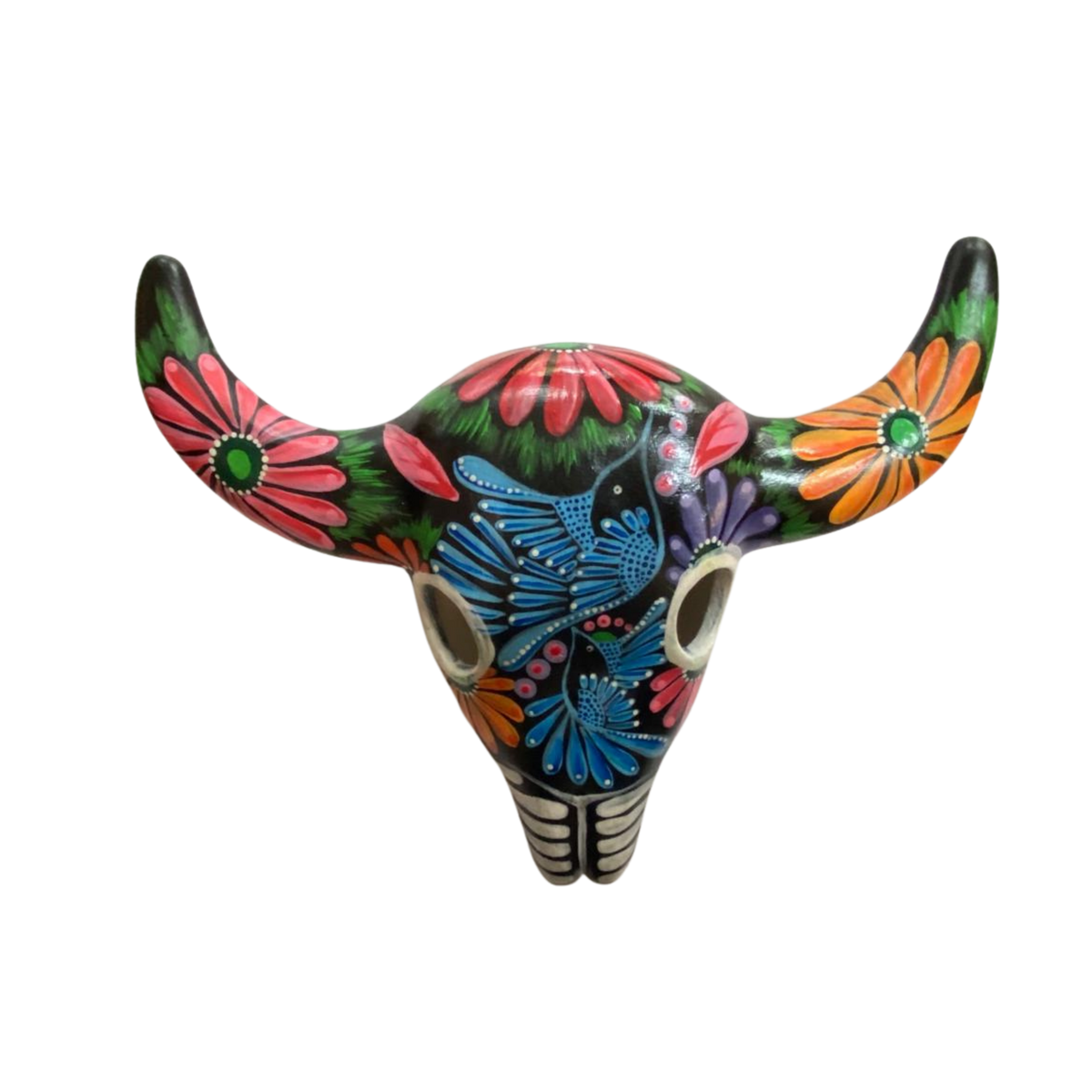 Colourful Painted Ceramic Skulls (Floral With Birds)
