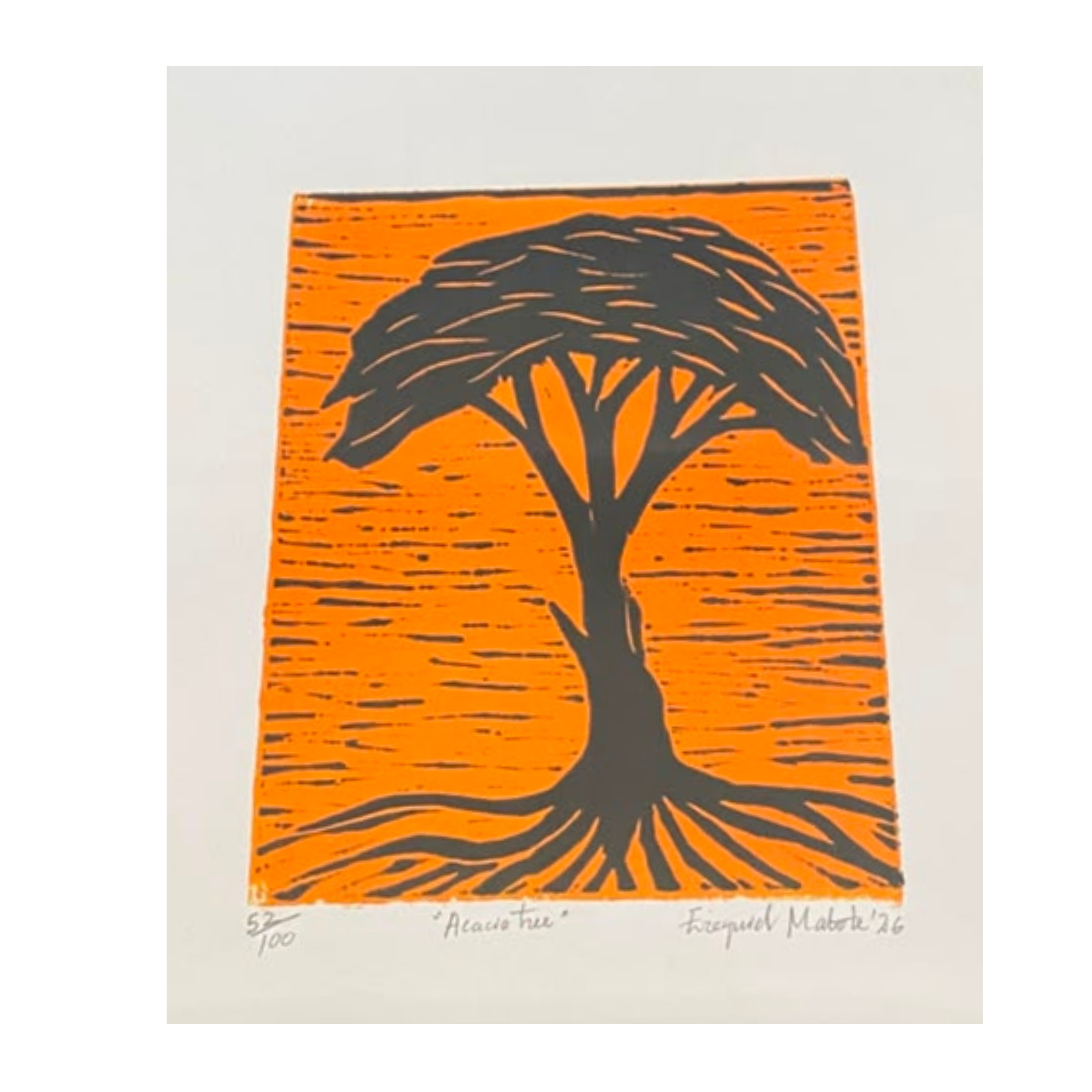 Mabote Art Woodprint Painting - Acacia Tree