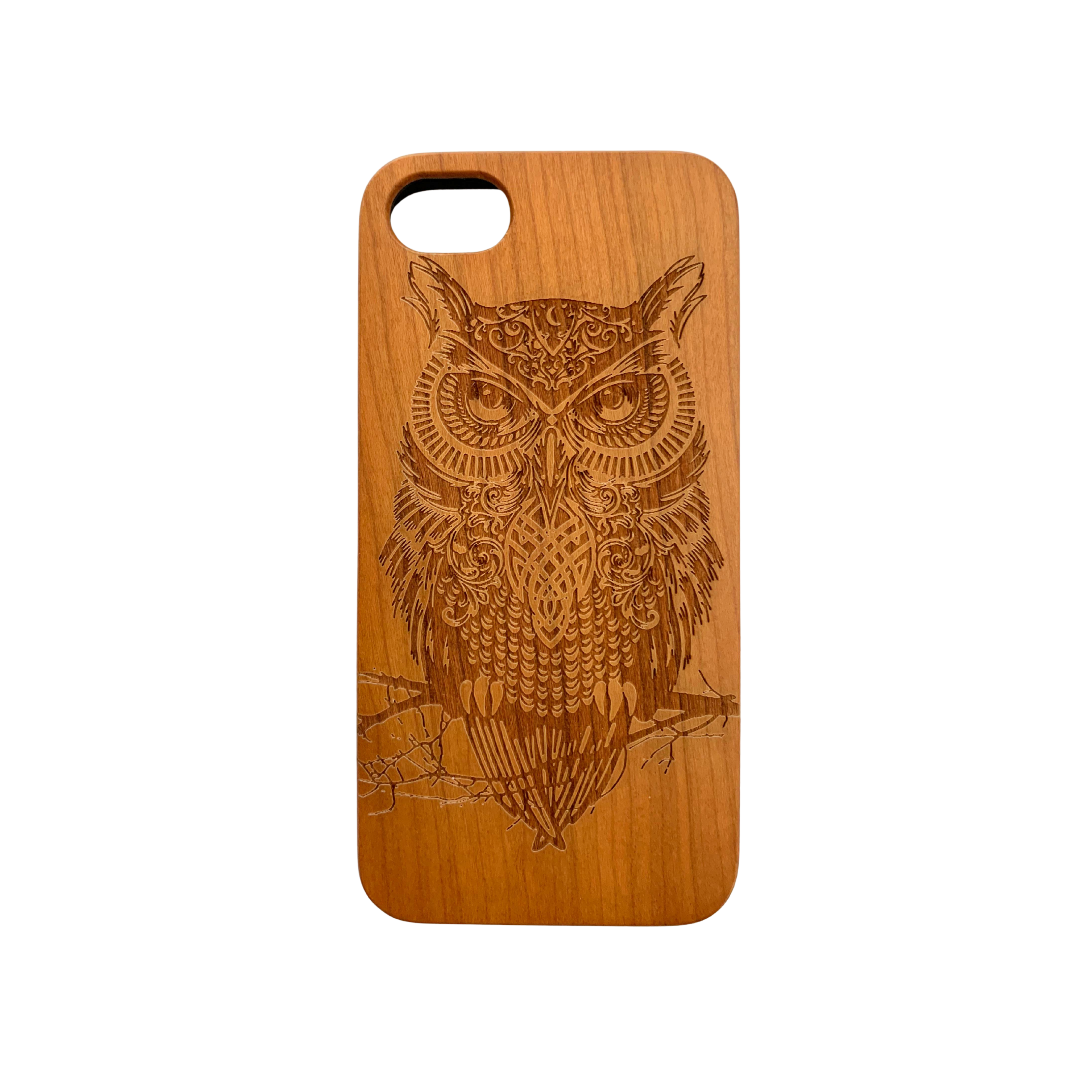 Engraved Owl Wooden Cellphone Cover