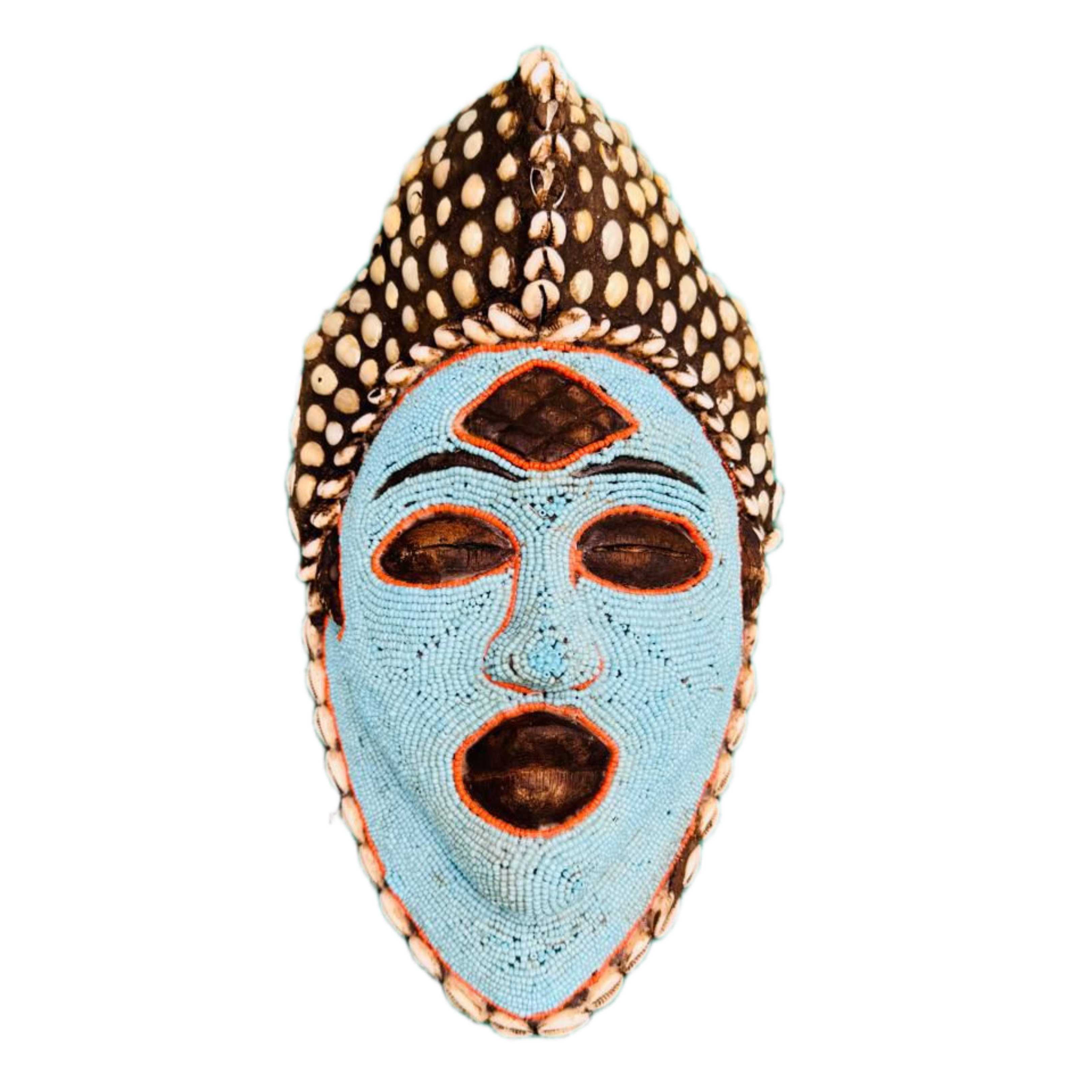 Light Blue Punu Lumbo Mask With Shells