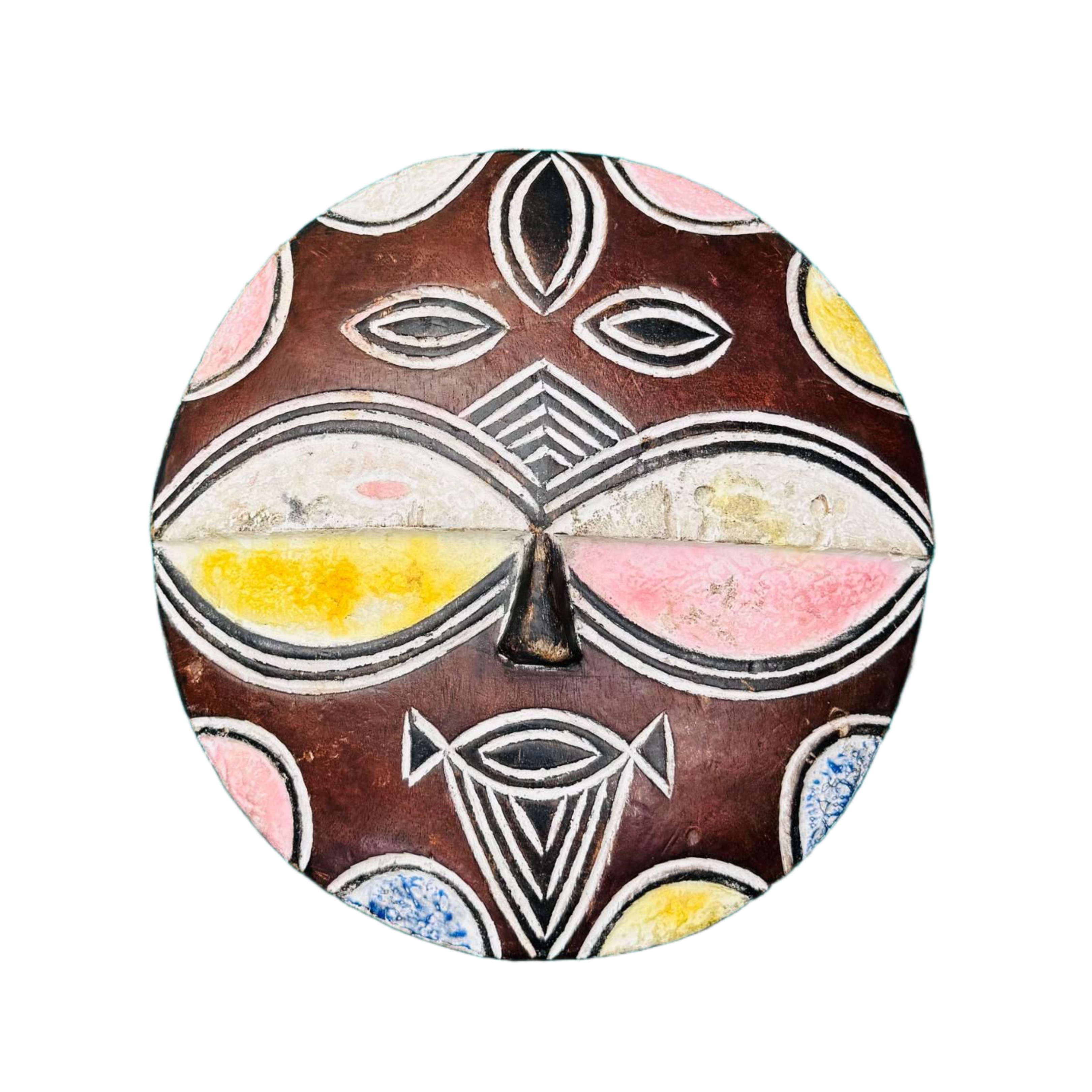 Handcrafted Colourful Round African Teke Mask