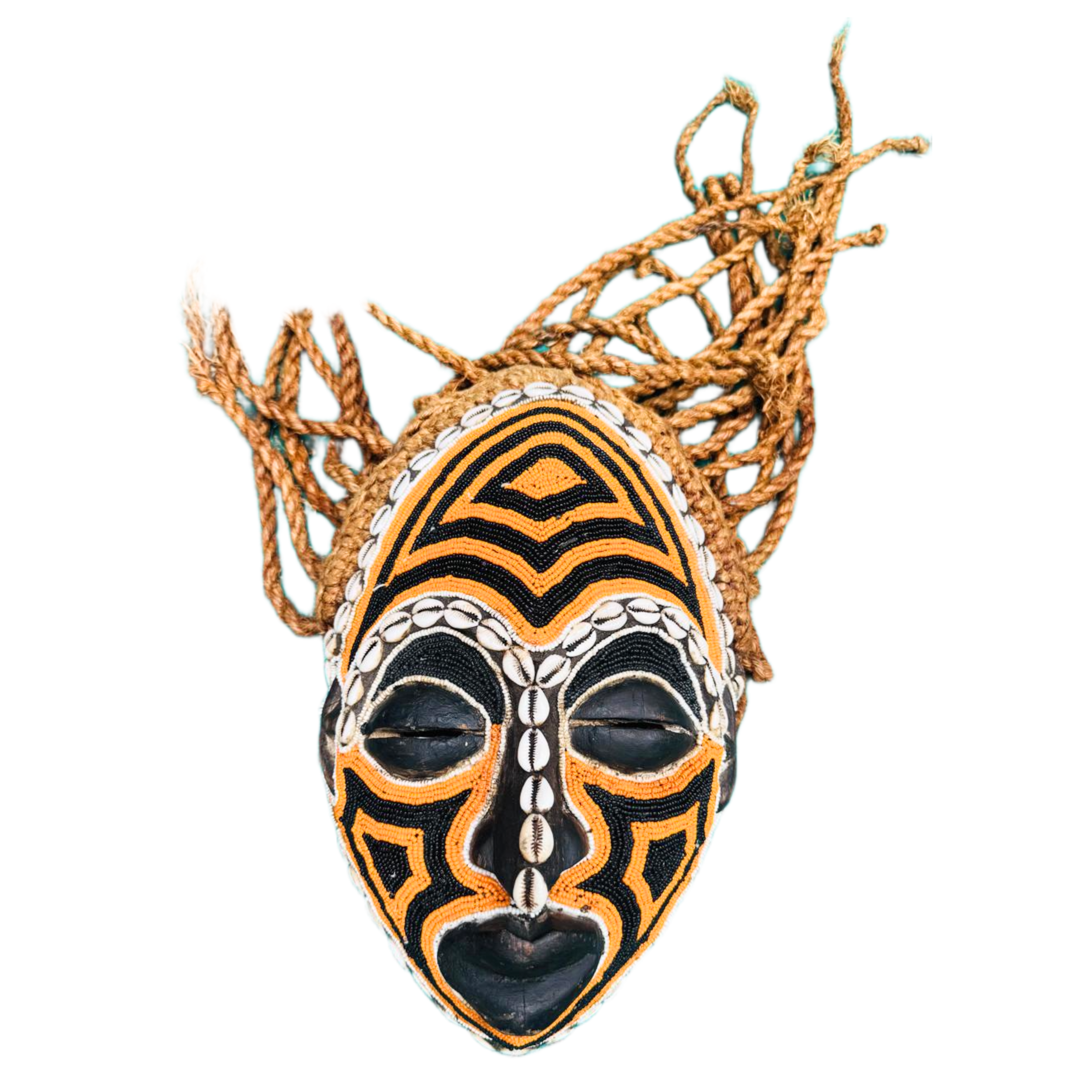 Orange & Black Chokwe Medusa Mask