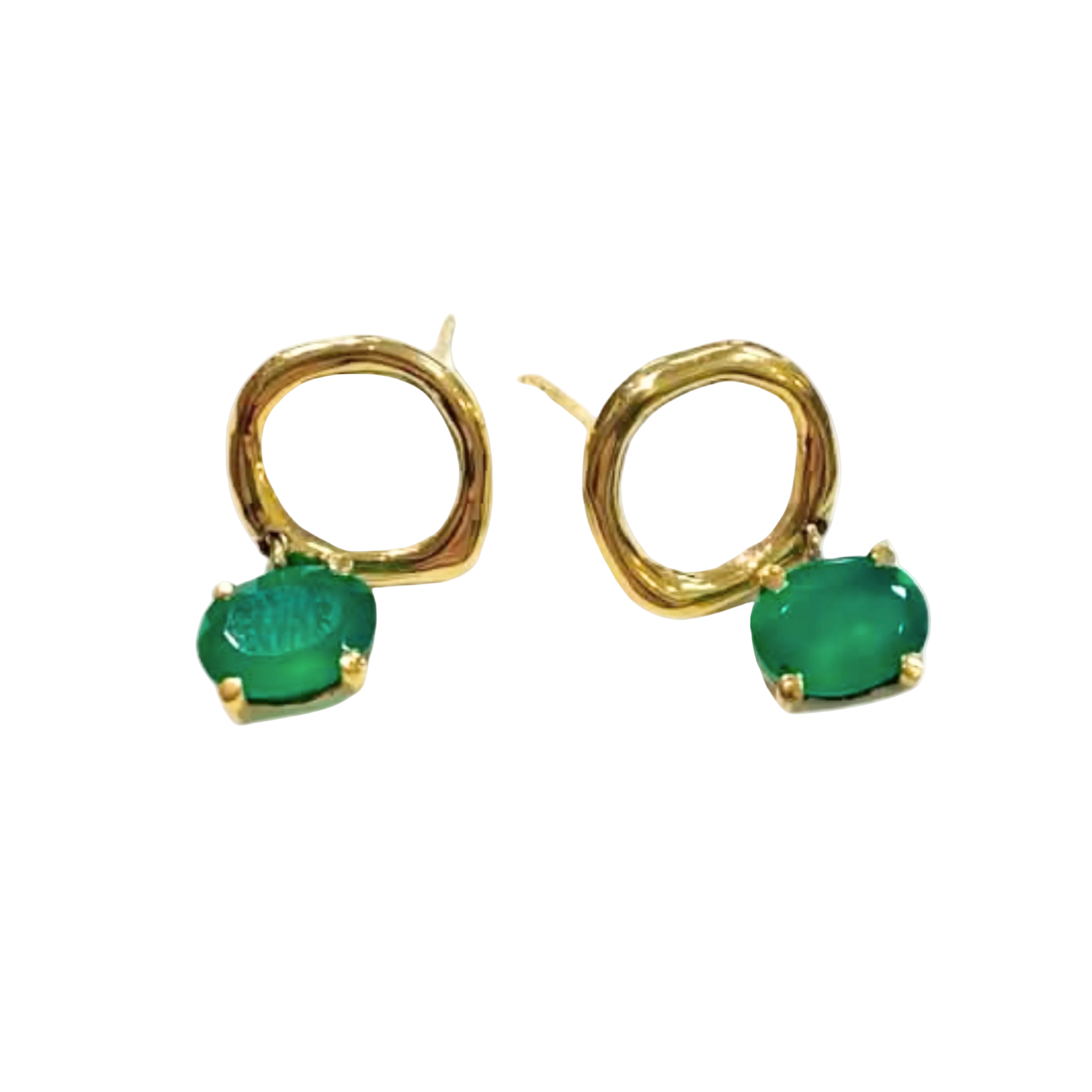 Kirsten Goss Aspasia Studs Earrings - Green Onyx