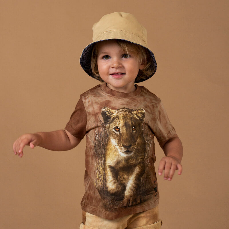 Walking Lion Cub Todlers Dyed T-Shirt - Camel