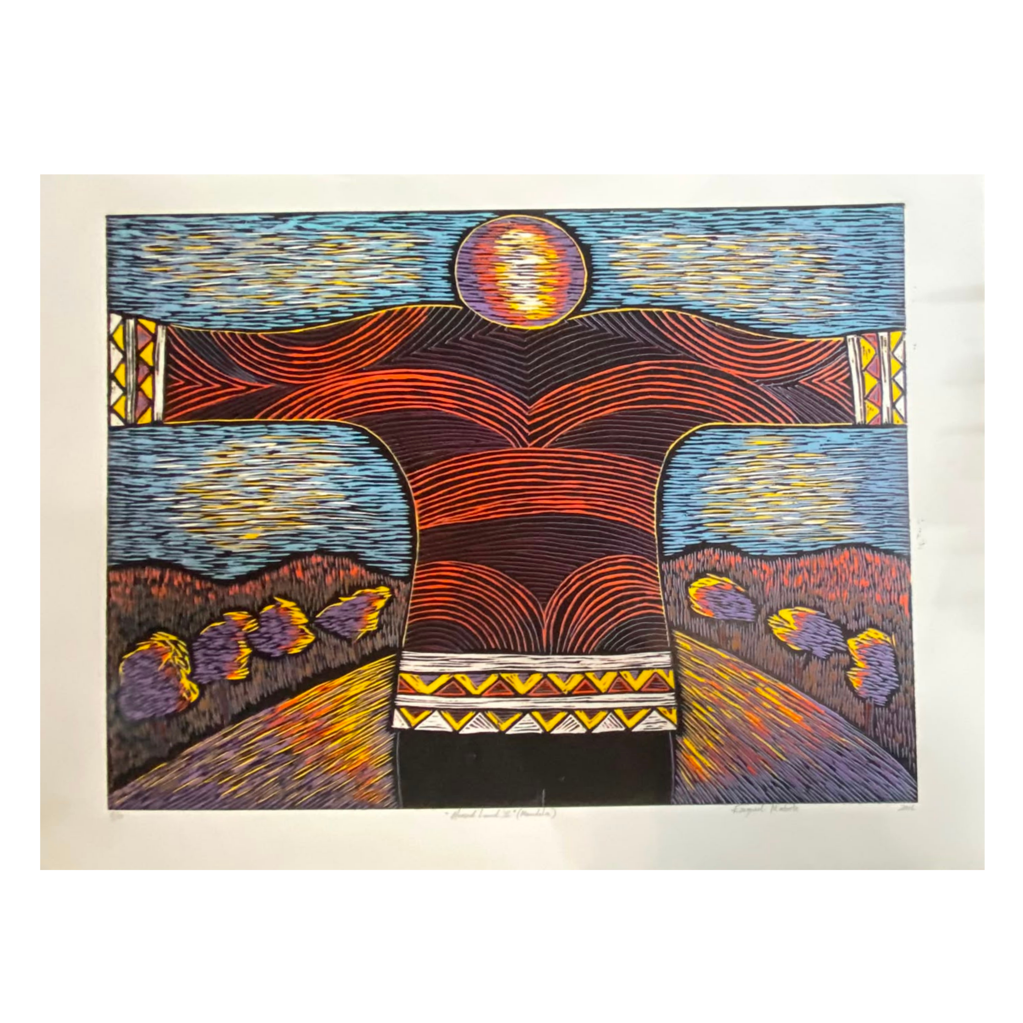 Mabote Art Woodprint Painting - Blessed Land(Mandela)