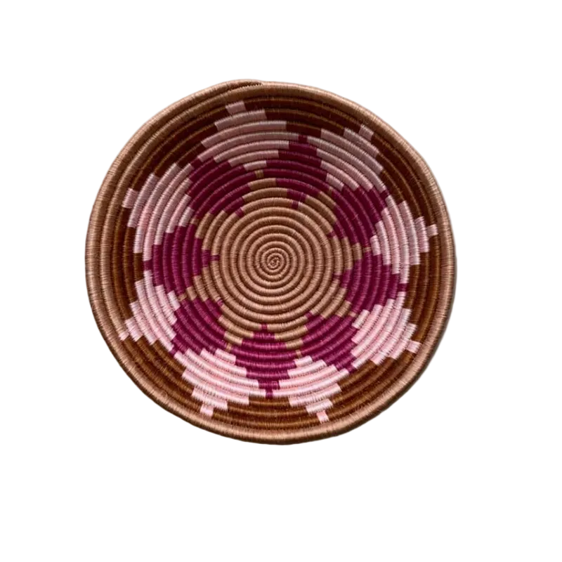 Large Handwoven Rwandan Basket - Colourful Patterns (28cm)