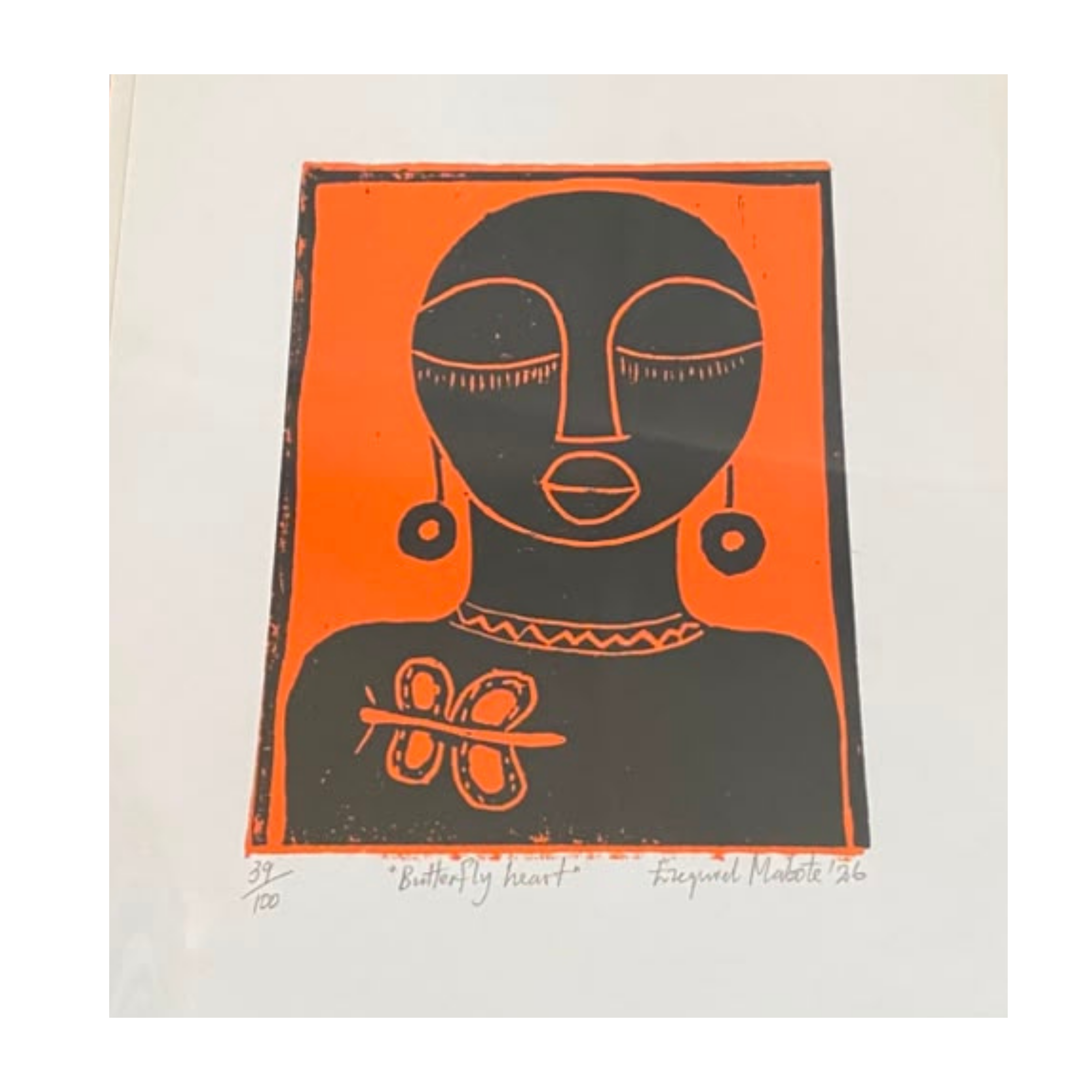 Mabote Art Woodprint Painting - Butterfly Heart