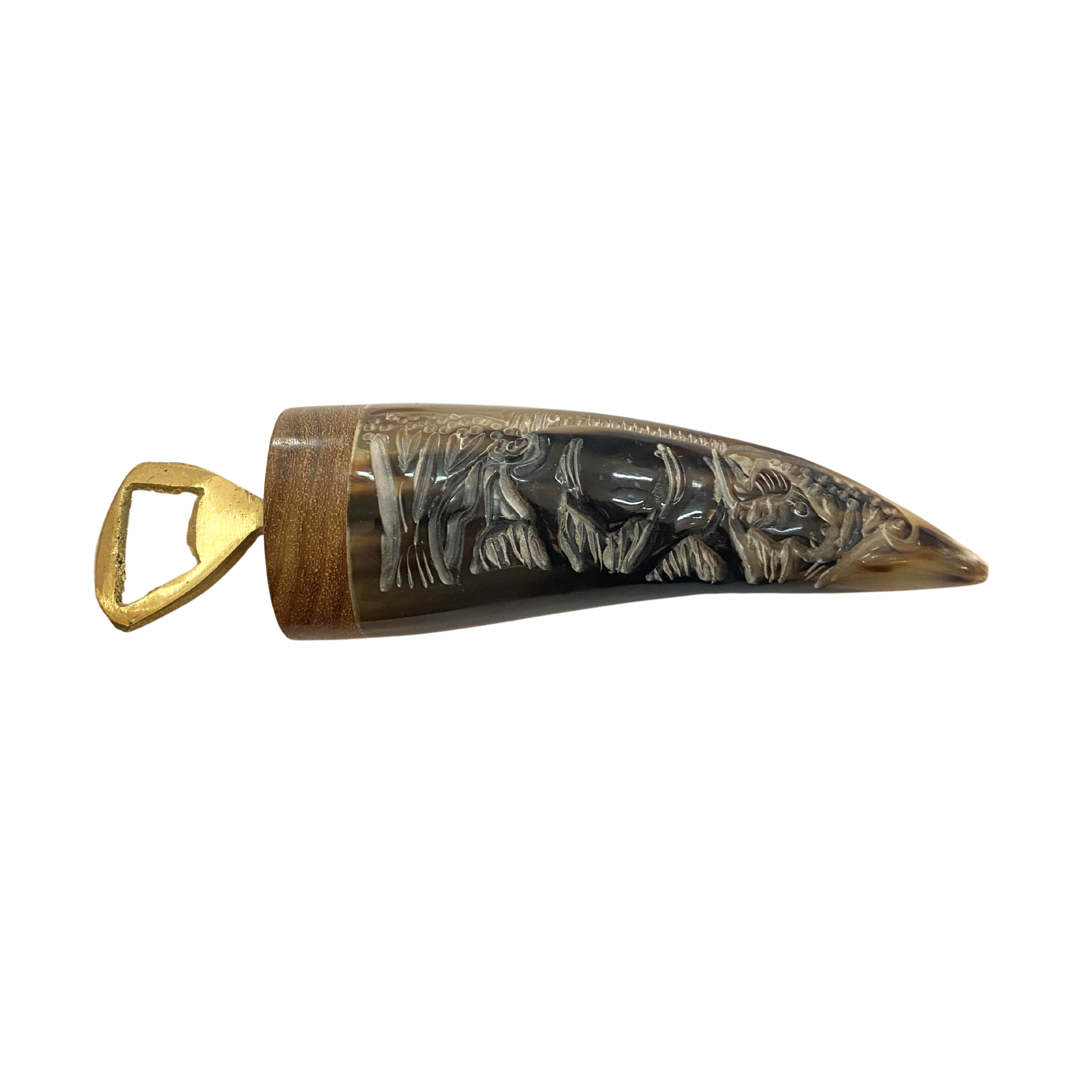 Carved Bull Horn Bottle Opener
